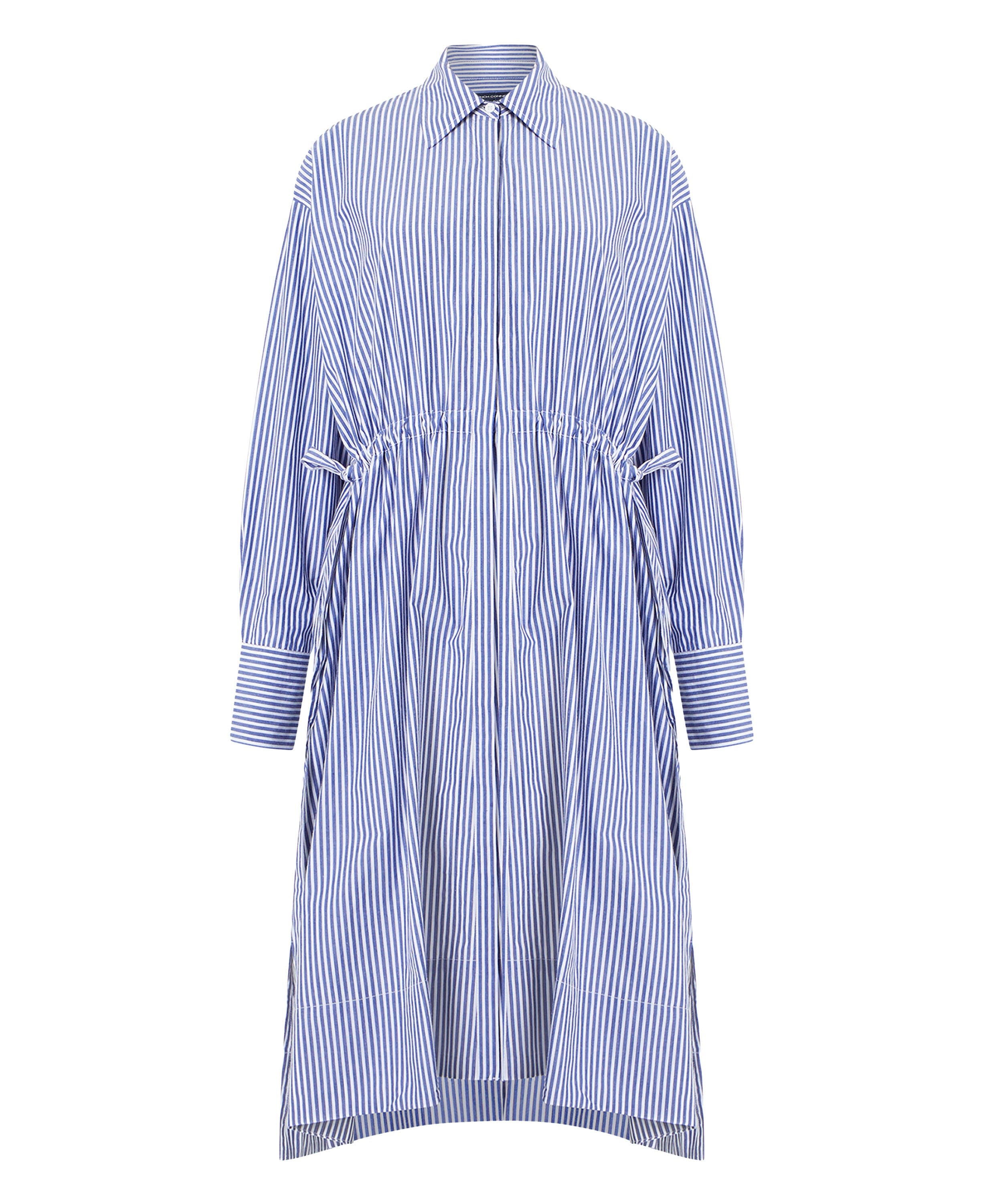 Landmark | French Connection Rhodes Poplin Stripe Shirt Dress in Linen  White/Marine