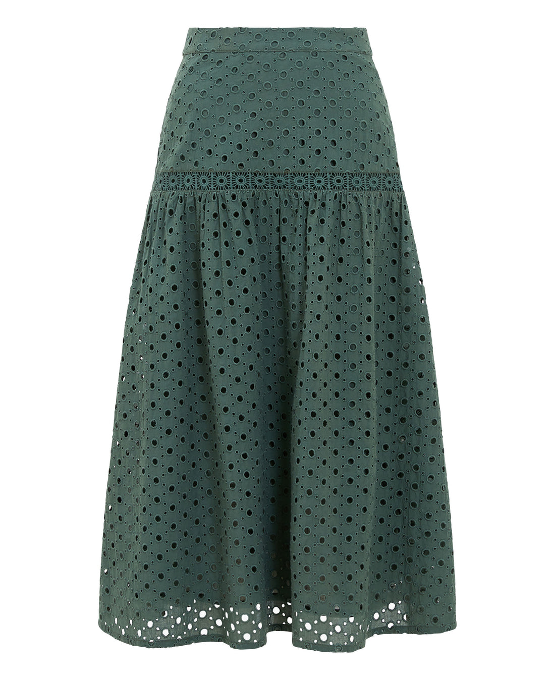 Atol Embroidery Midi Skirt - Tropical Green
