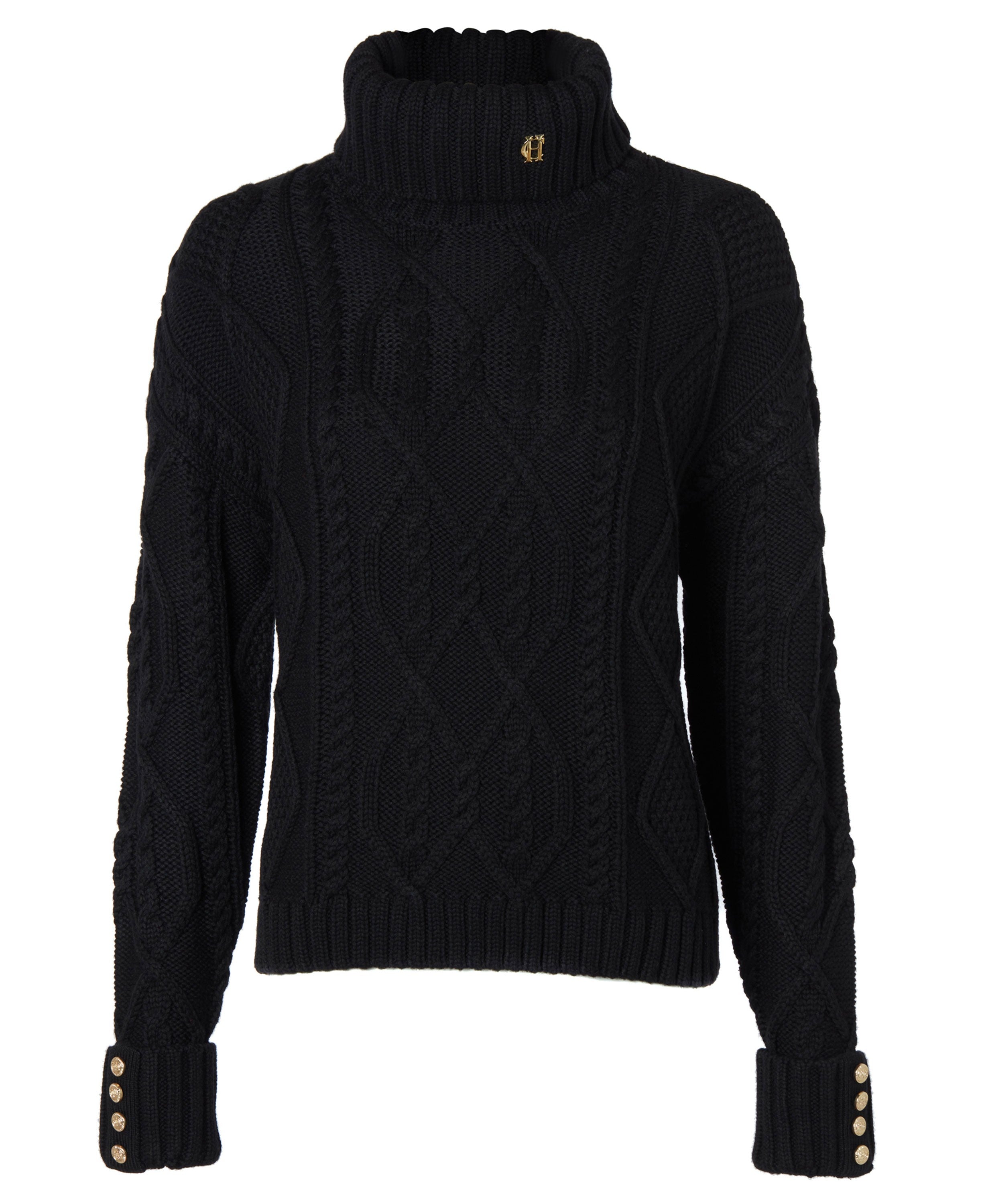 Black cable knit turtleneck best sale