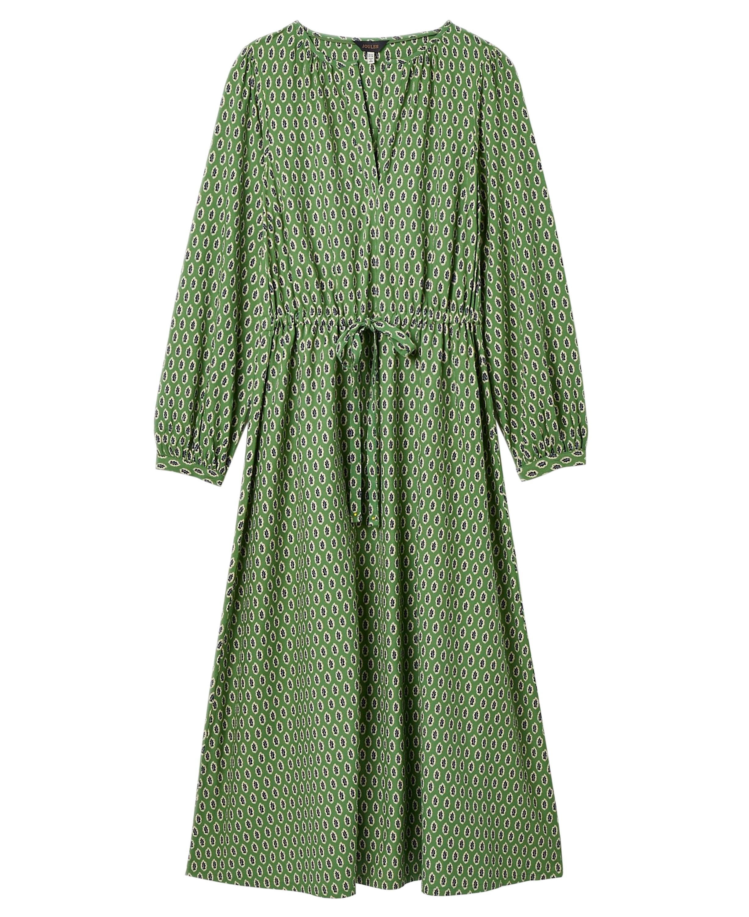 Landmark Joules Imogen Long Sleeve Belted Midi Dress in Geoleaf
