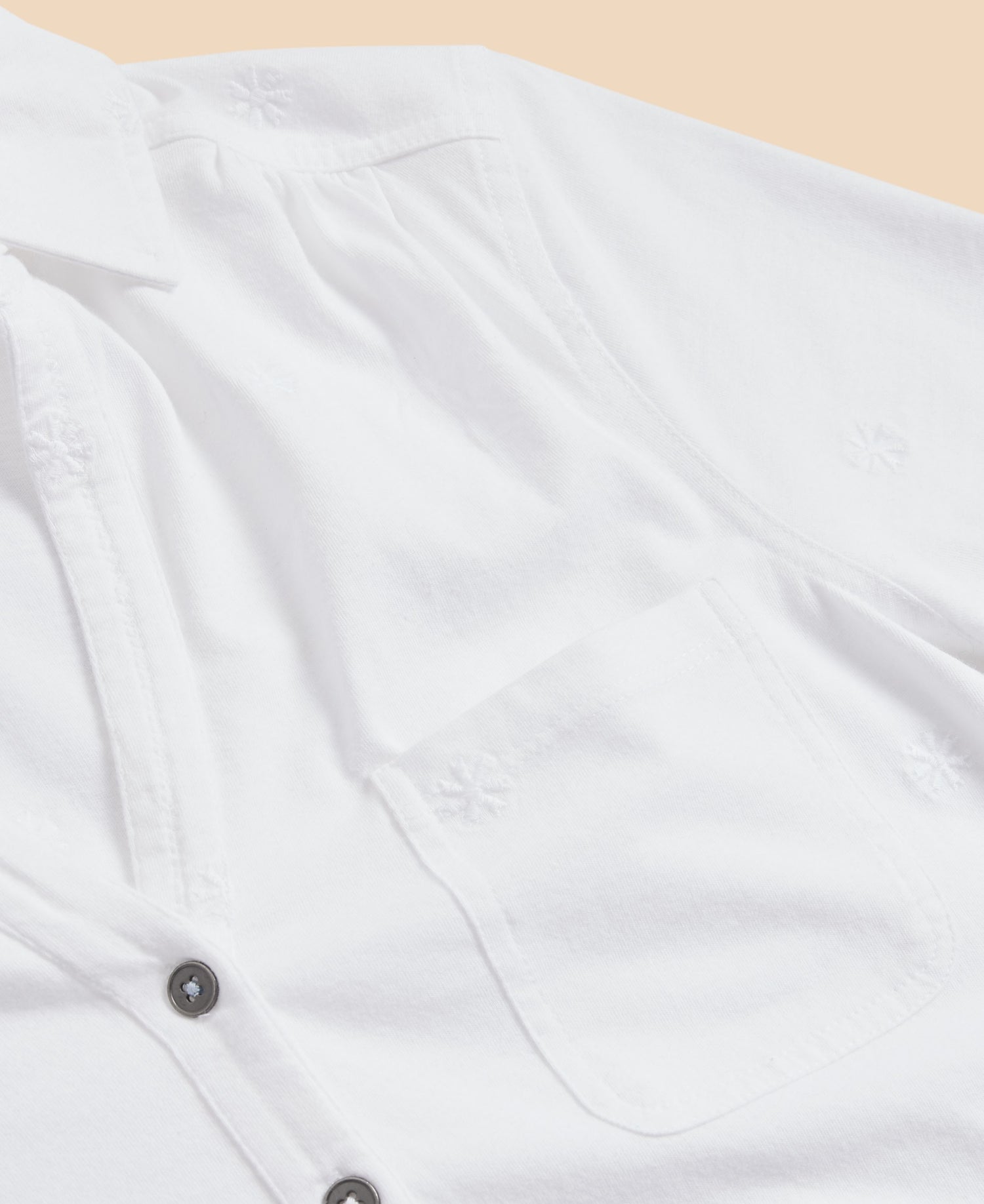 Penny Pocket Embroidered Shirt - Pale Ivory