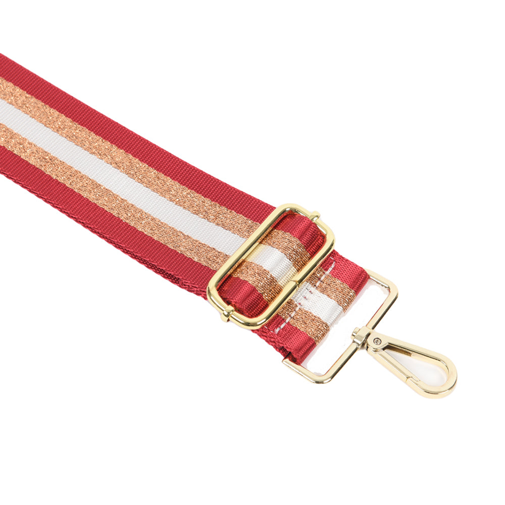 Bag Strap - Red &amp; Copper Glitz Stripe