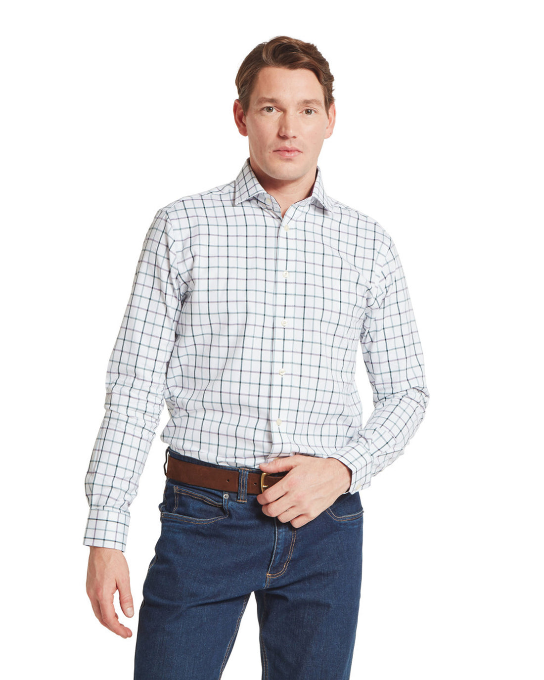 Baconsthorpe Tailored Shirt - Deep Purple Check