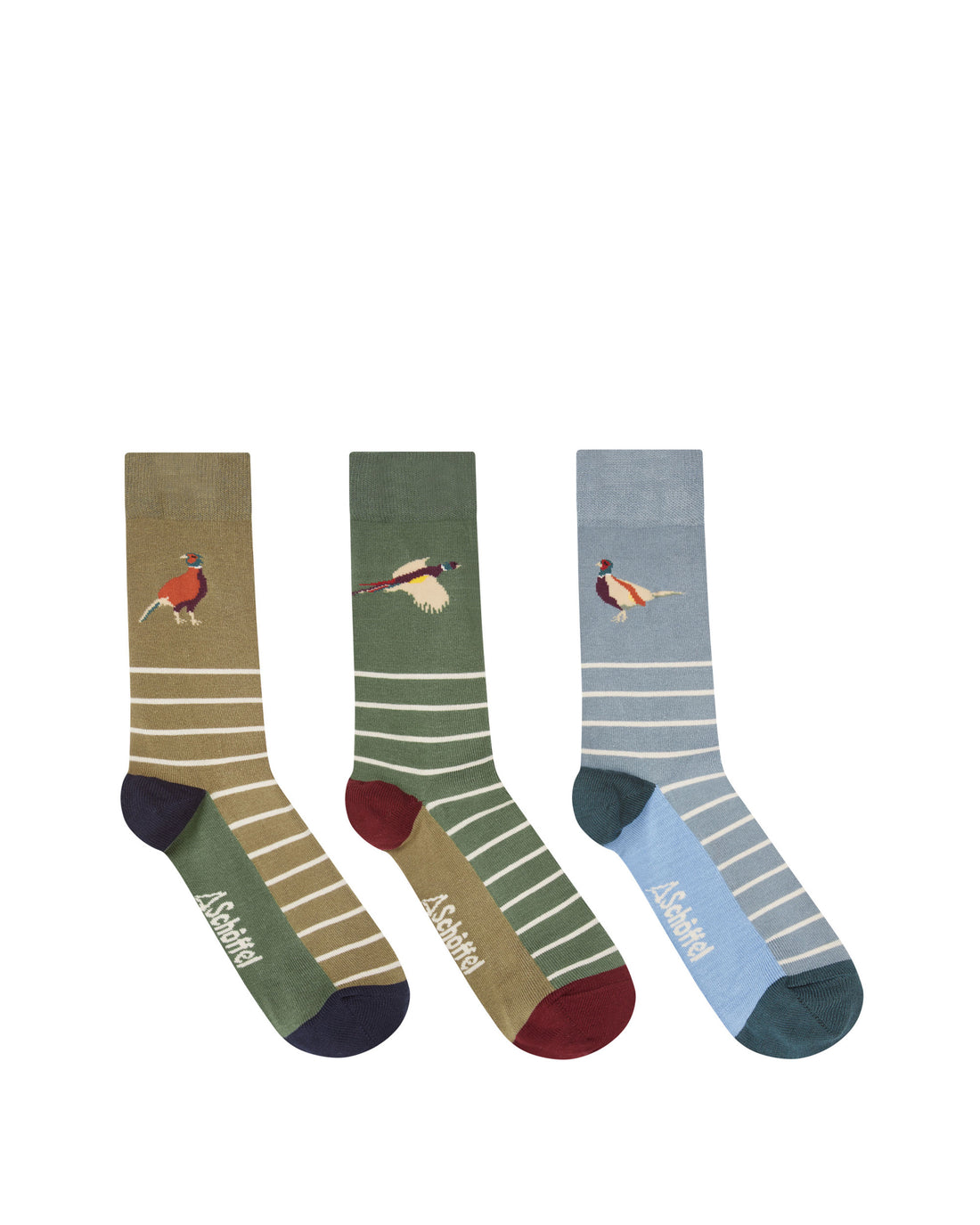 Bamboo Sock (Box Of 3) - Lake Blue Pheasant Mix