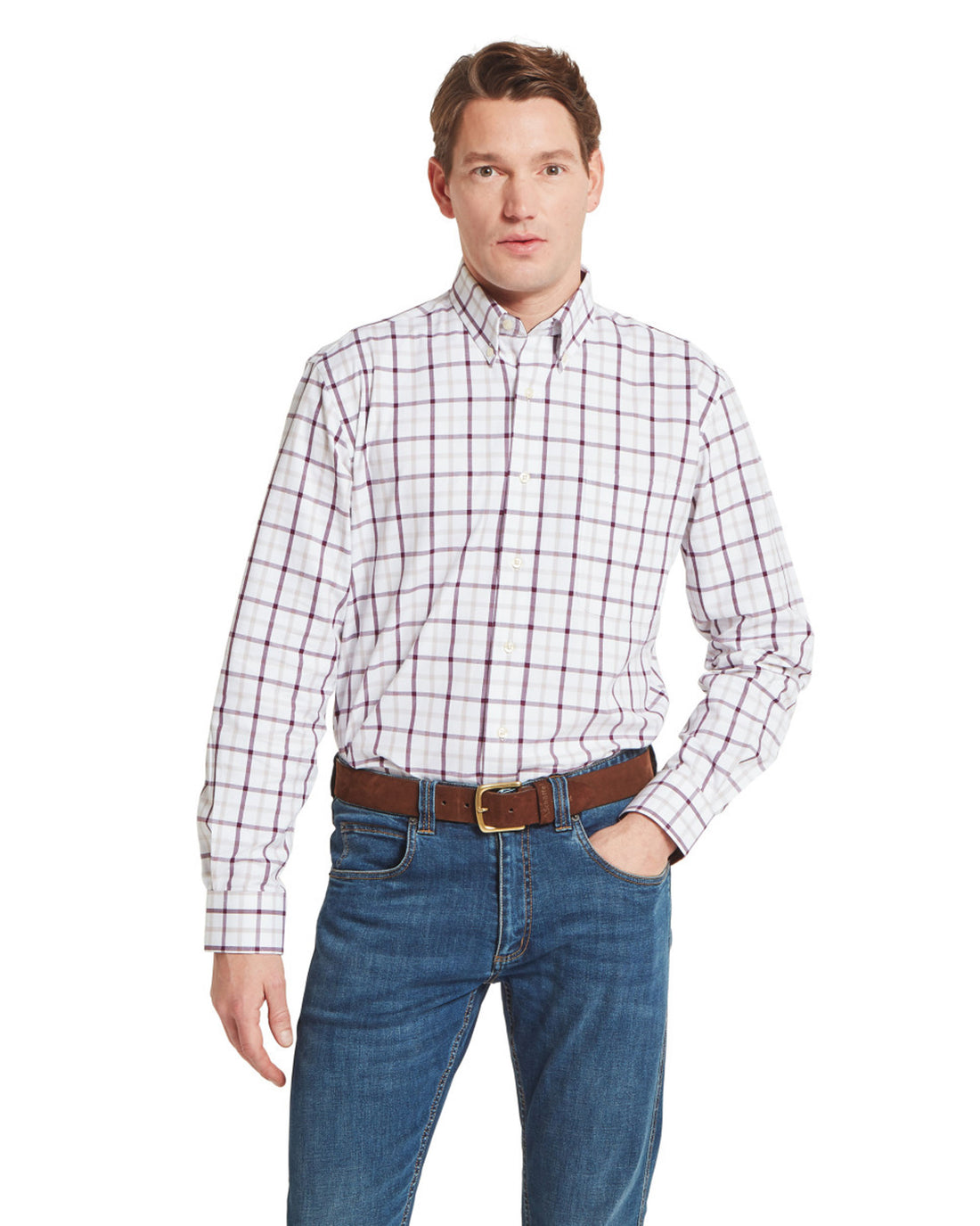 Brancaster Classic Shirt - Beetroot Check