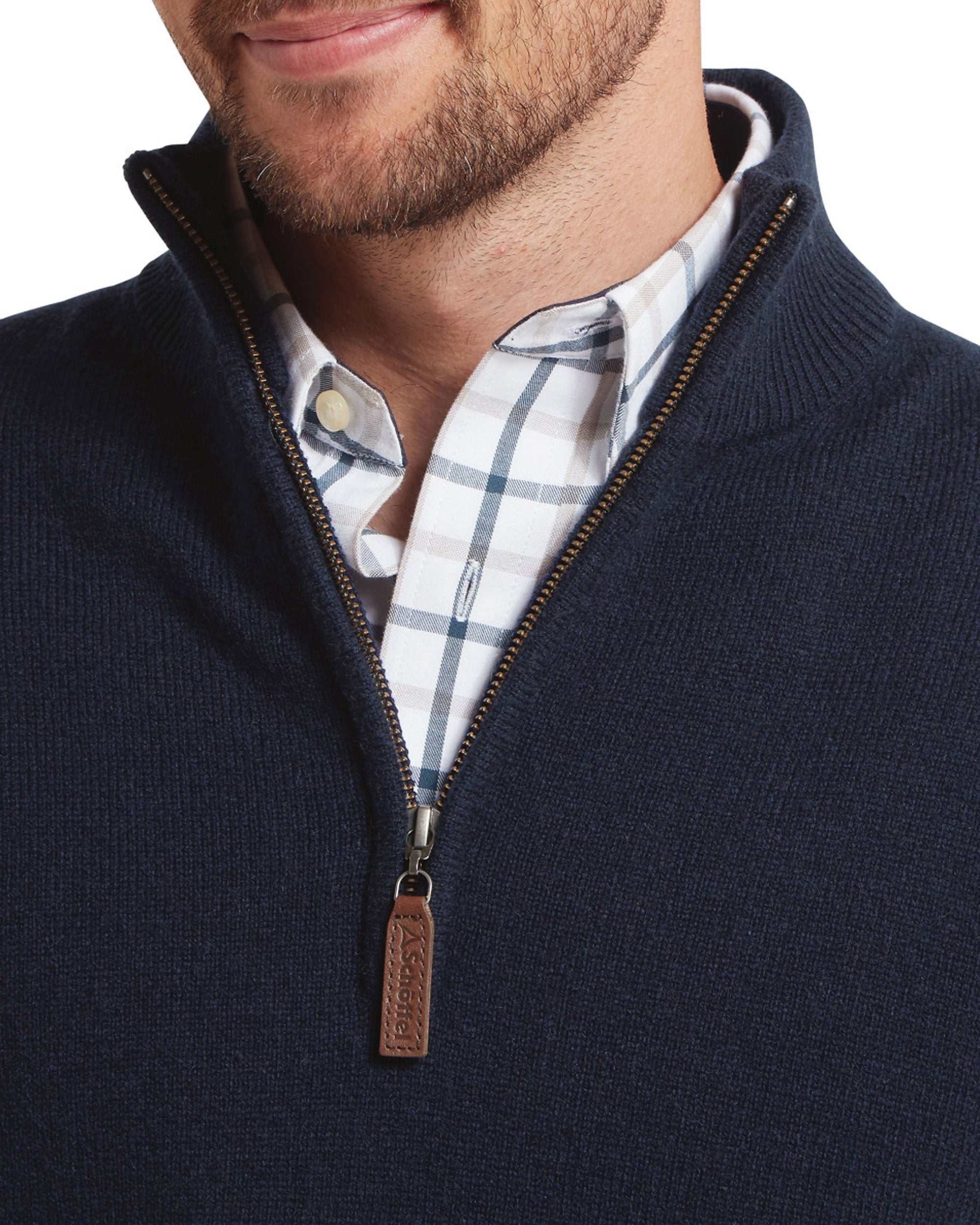 Calton Cotton Cashmere 1/4 Zip Jumper - Navy