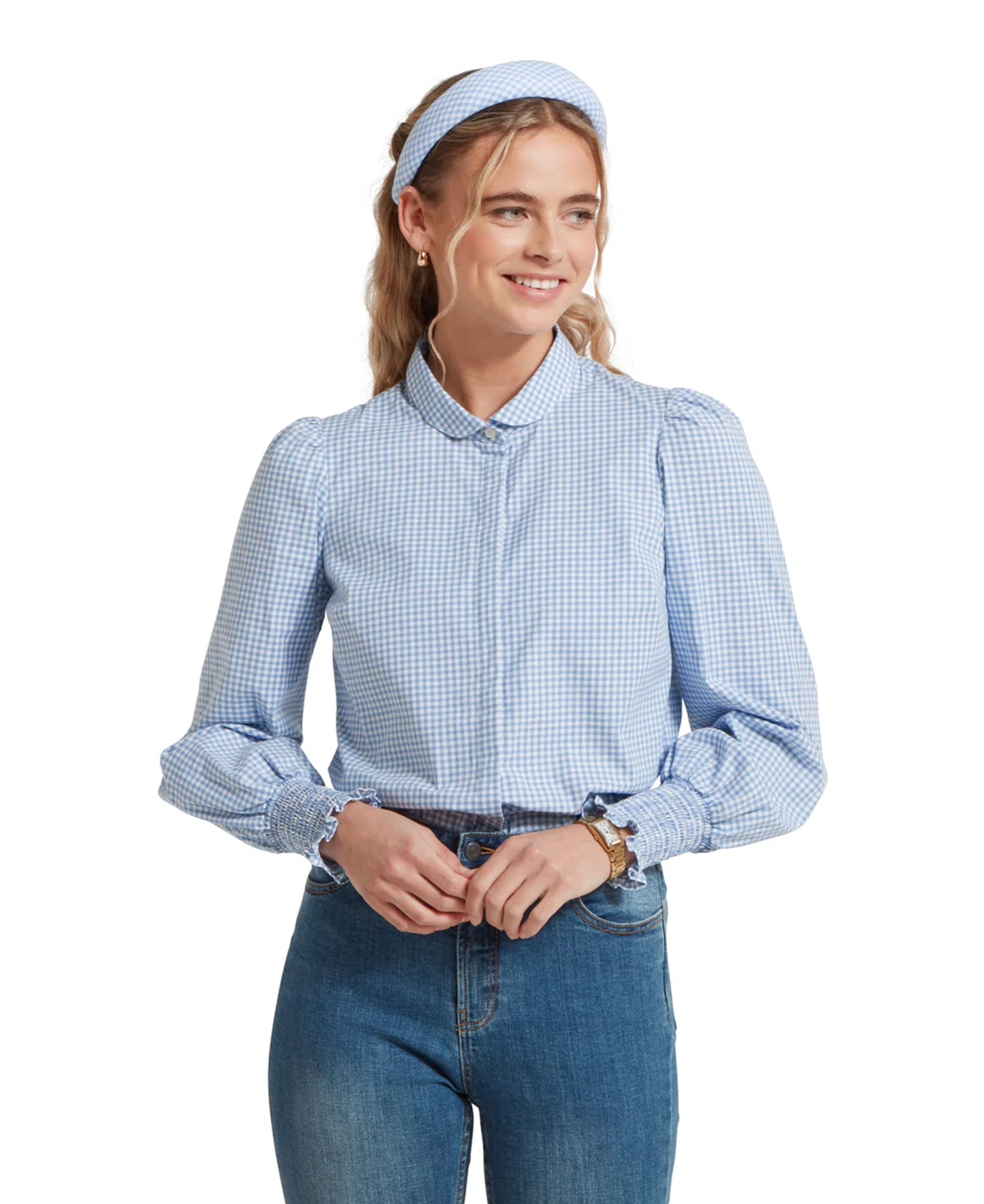 Flora Gingham Shirt - Denim Blue