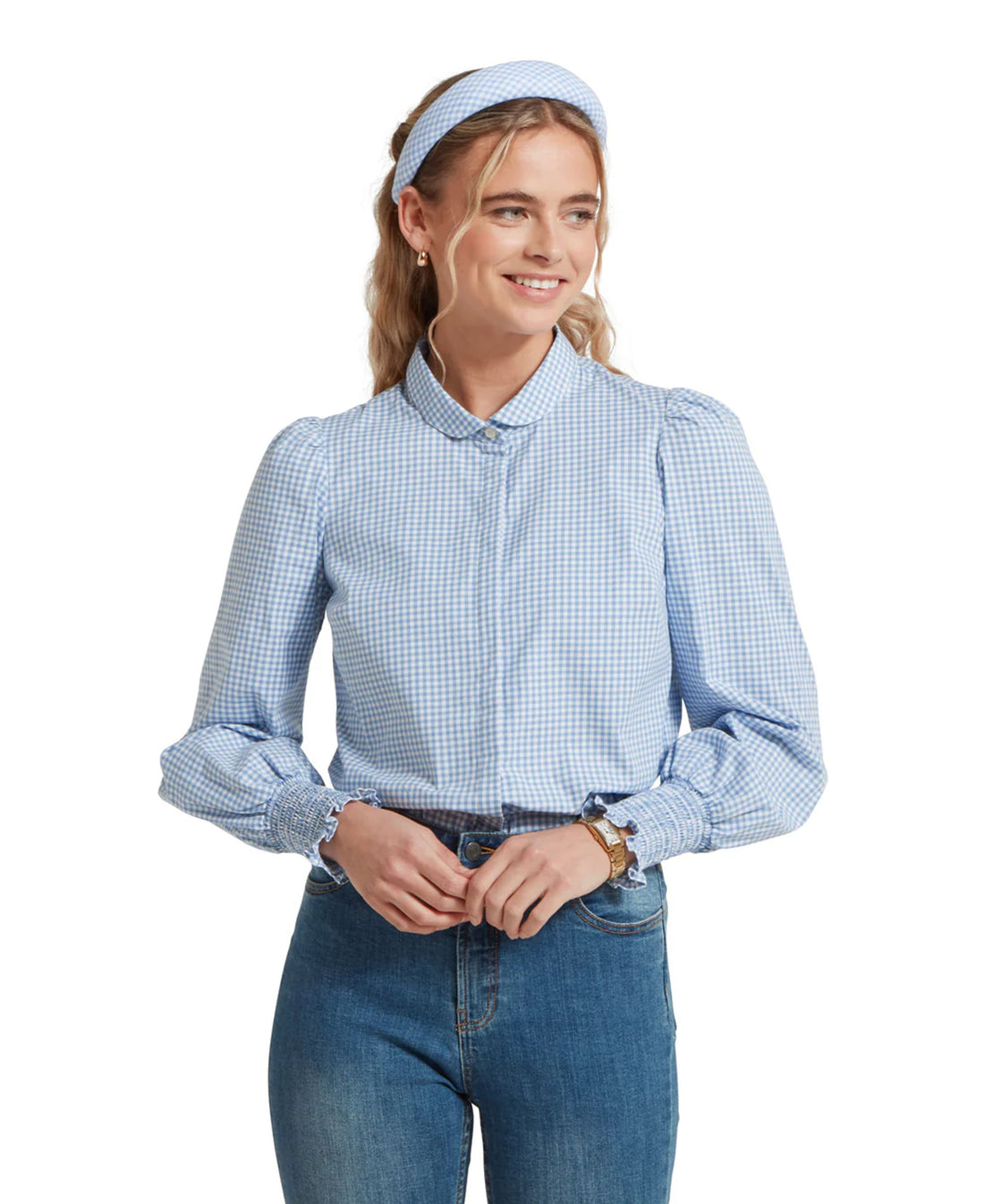 Flora Gingham Shirt - Denim Blue