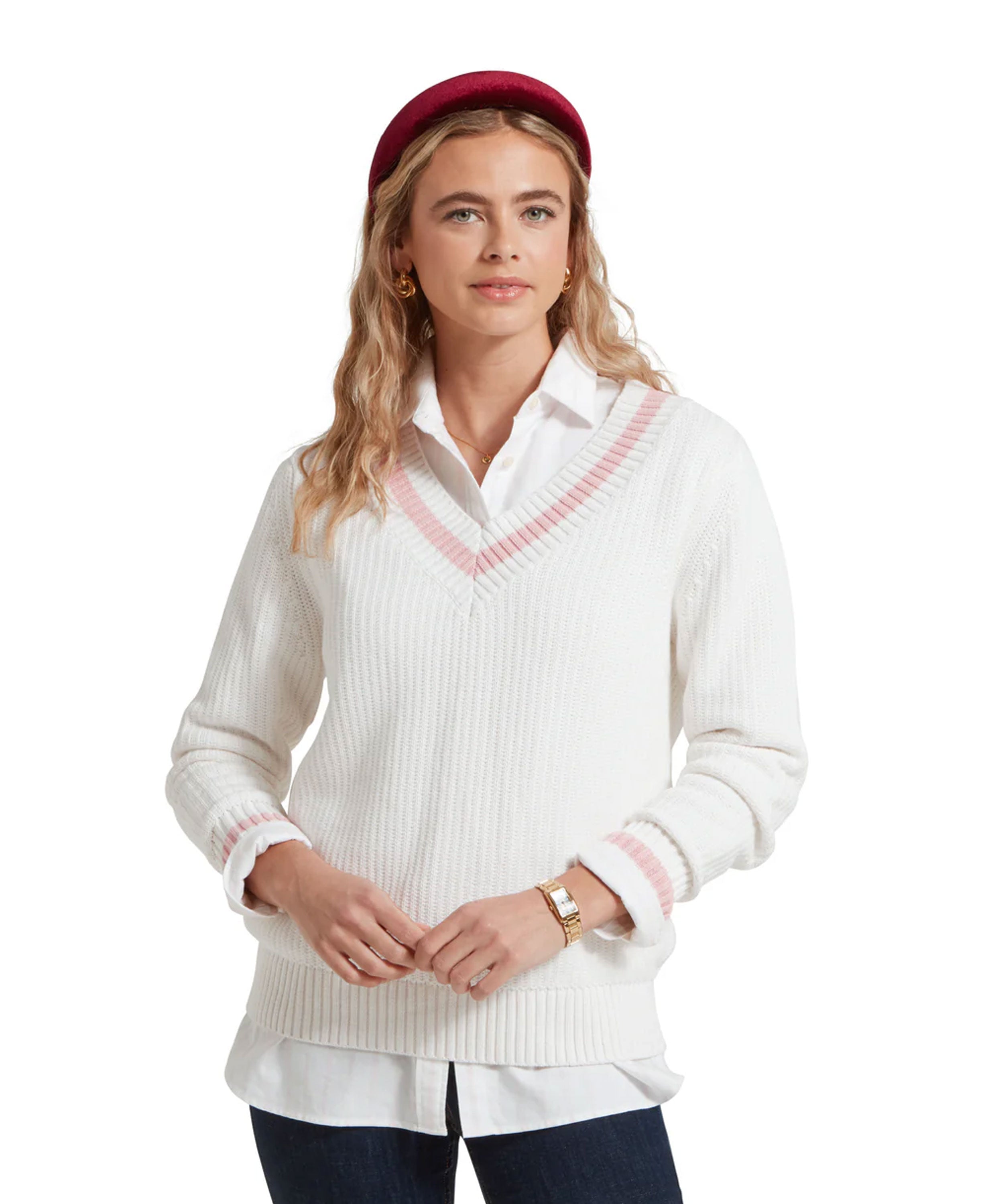 Hambledon Jumper - Soft White/Blush