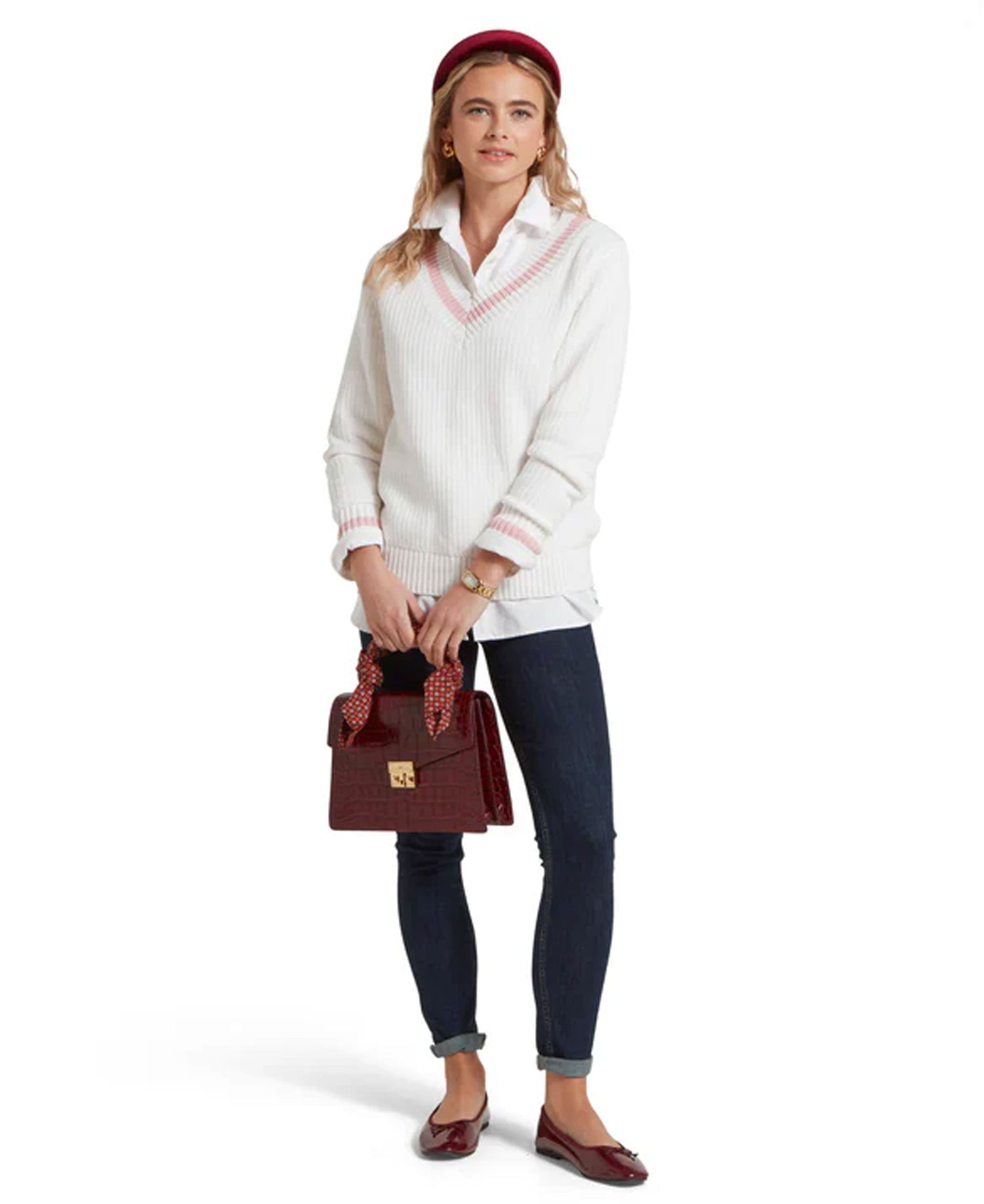 Hambledon Jumper - Soft White/Blush