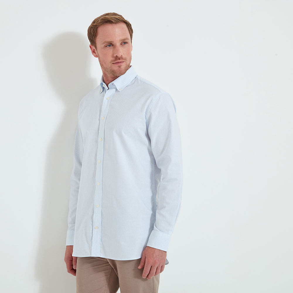Holt Oxford Tailored Shirt - Pale Blue Stripe