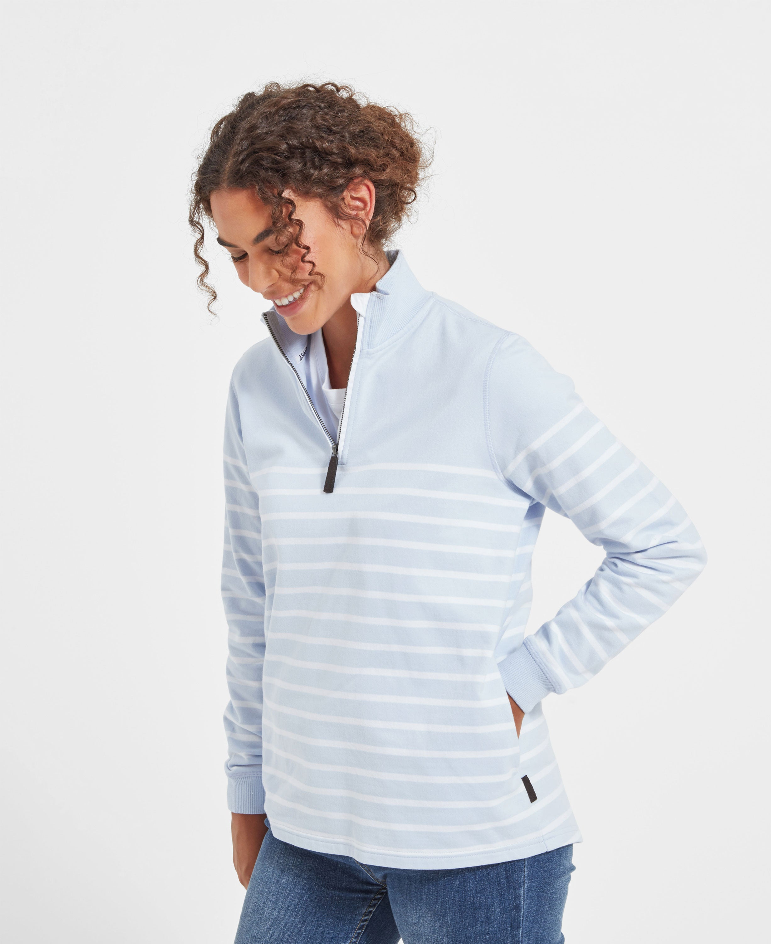 Hope Cove Sweatshirt - Pale Blue Stripe