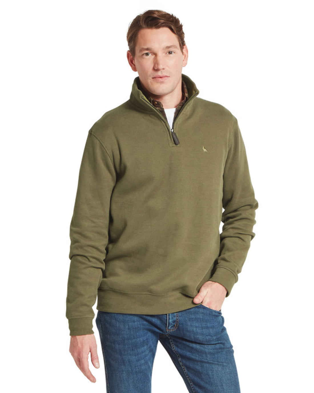 Kingsand 1/4 Zip Jumper - Dark Khaki Green