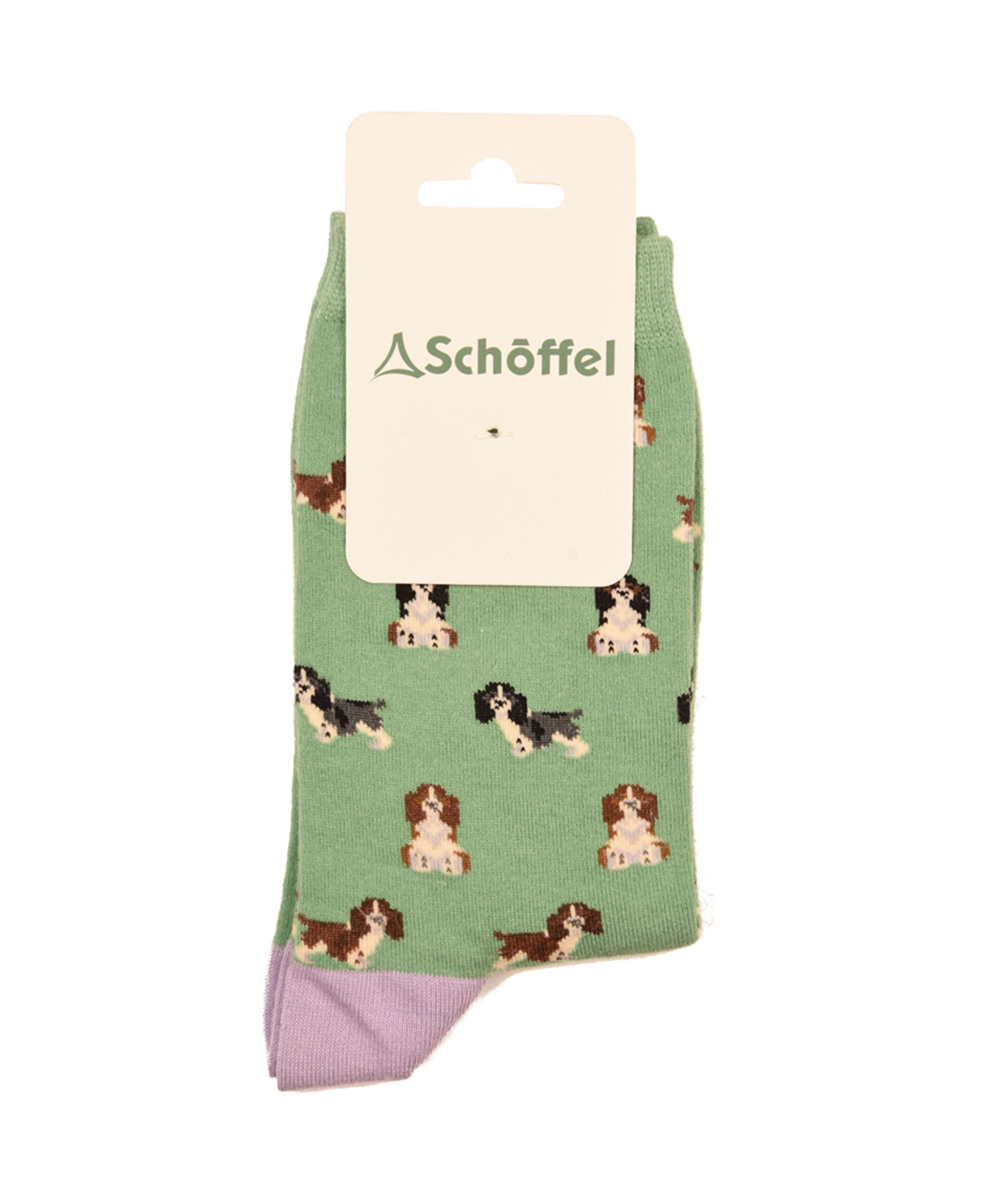Single Cotton Sock - Green Spaniel