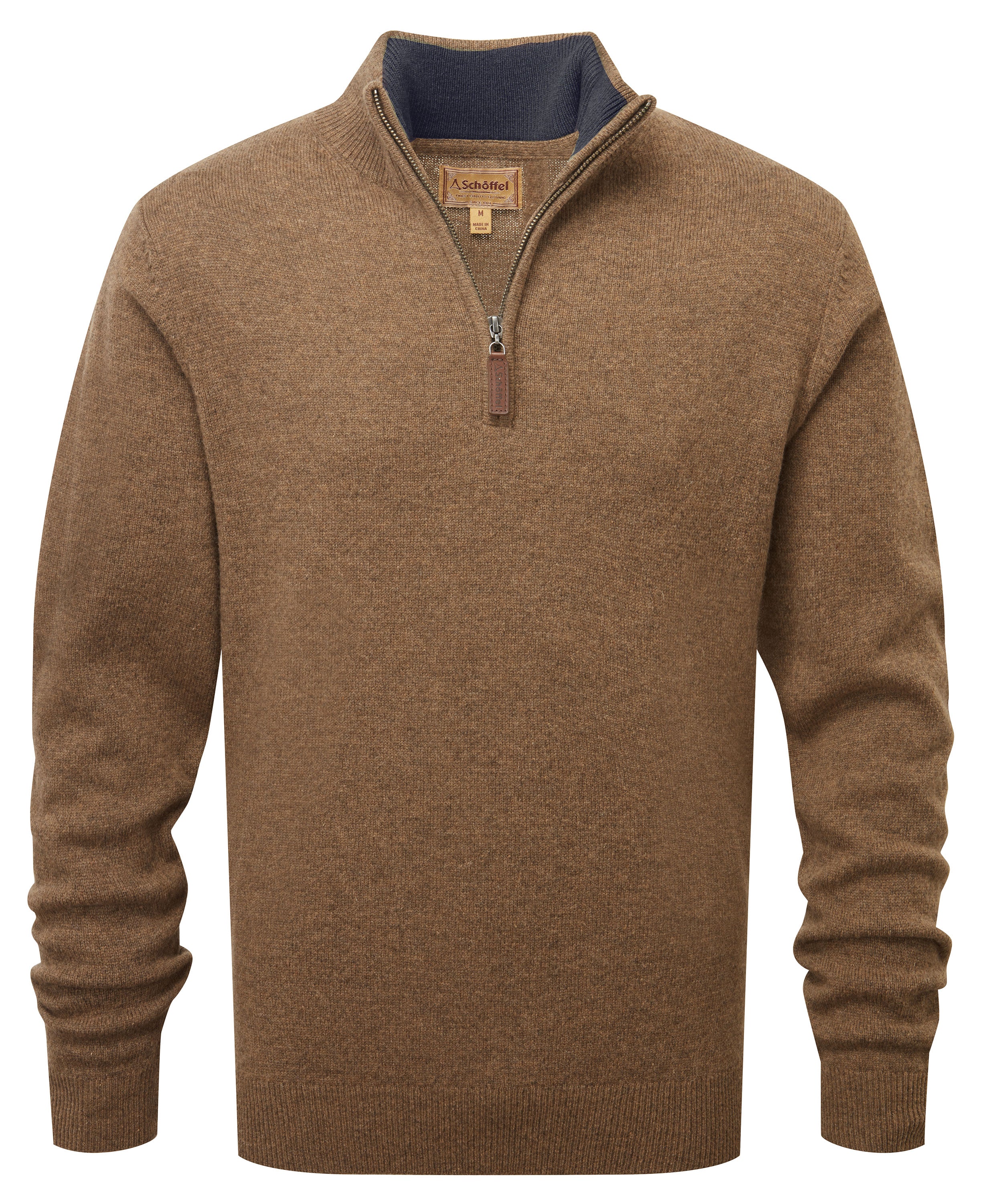 Lambswool 1/4 Zip Jumper - Coffee