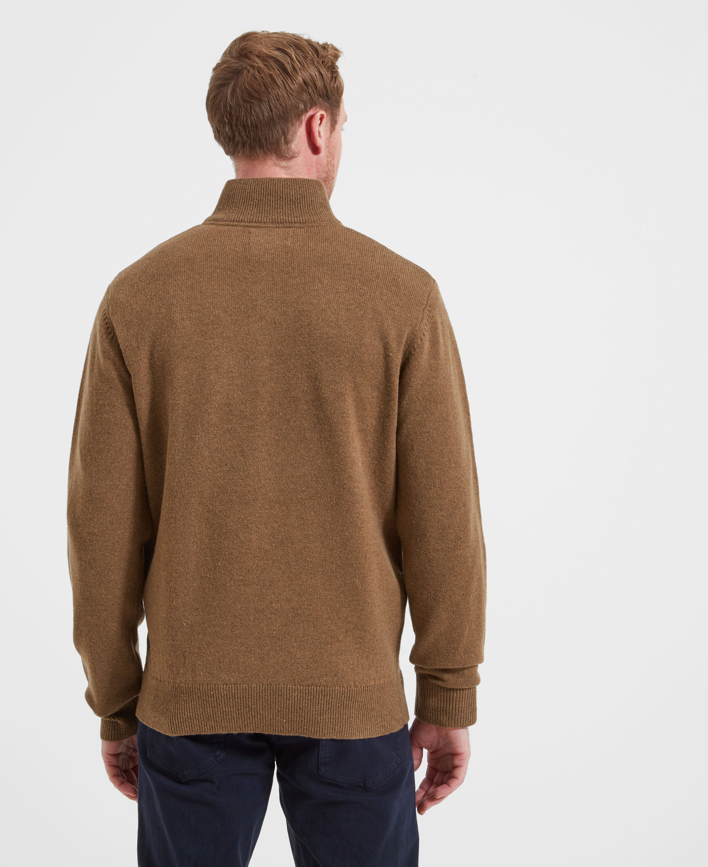 Lambswool 1/4 Zip Jumper - Coffee