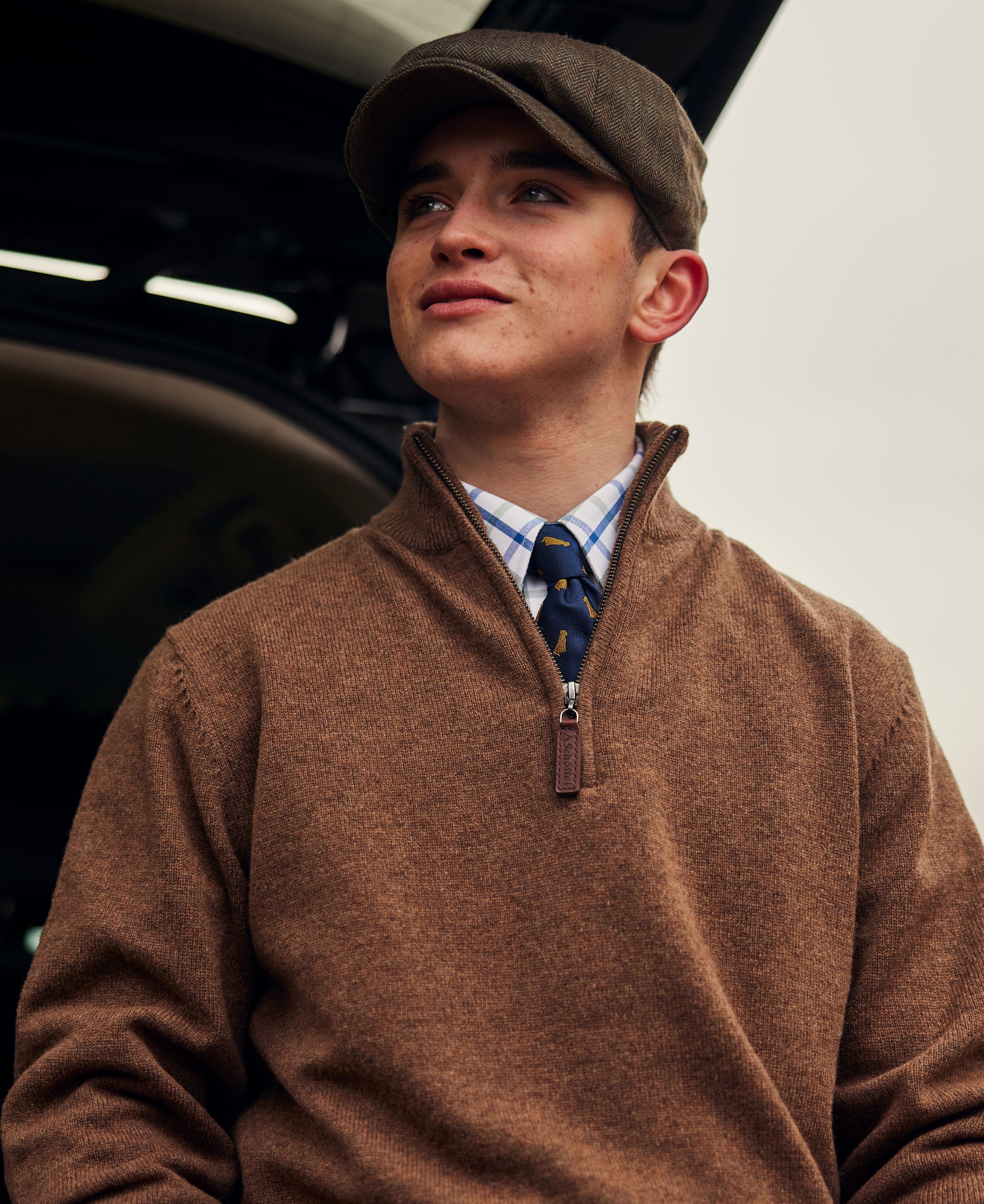 Lambswool 1/4 Zip Jumper - Coffee