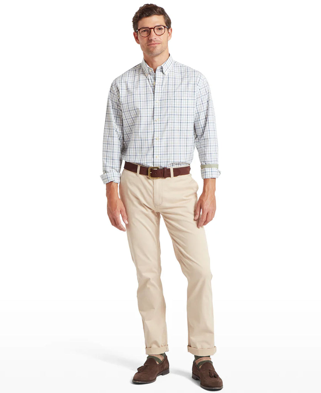 Holkham Classic Shirt - Deep Ocean Blue/Agave Green