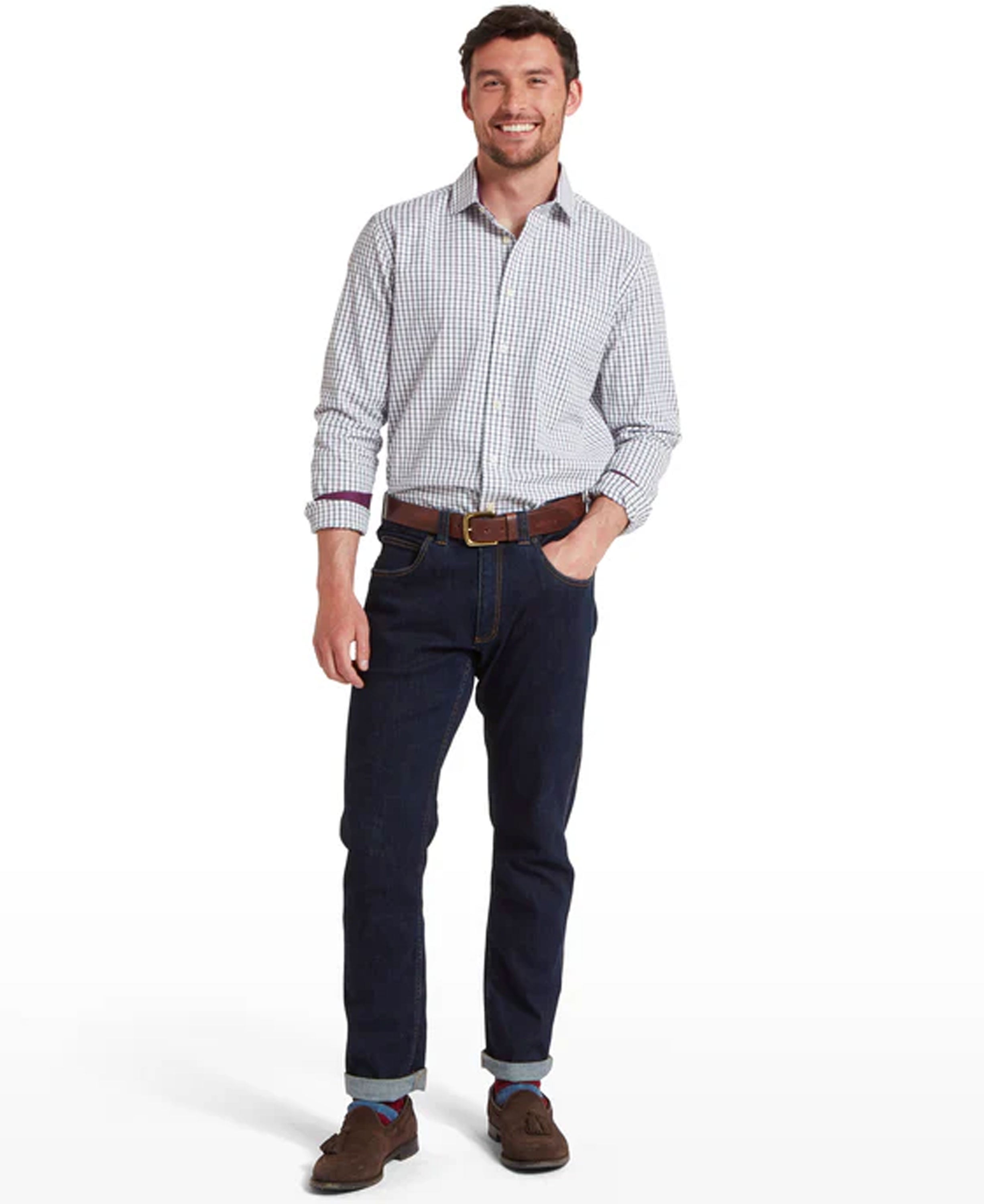 Milton Tailored Shirt - Plum/Botanical Green
