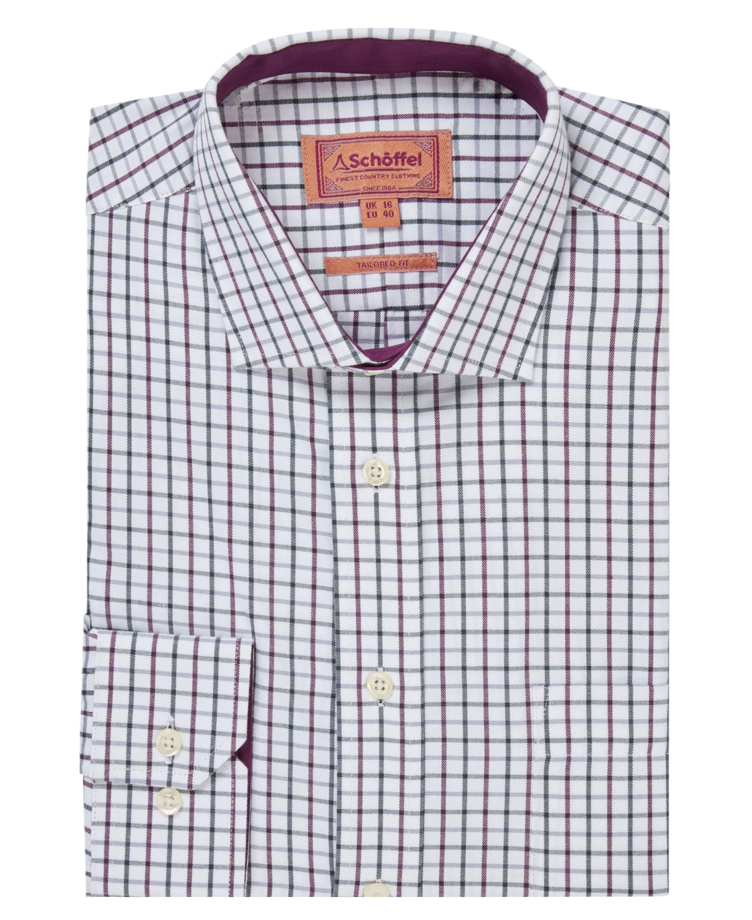 Milton Tailored Shirt - Plum/Botanical Green