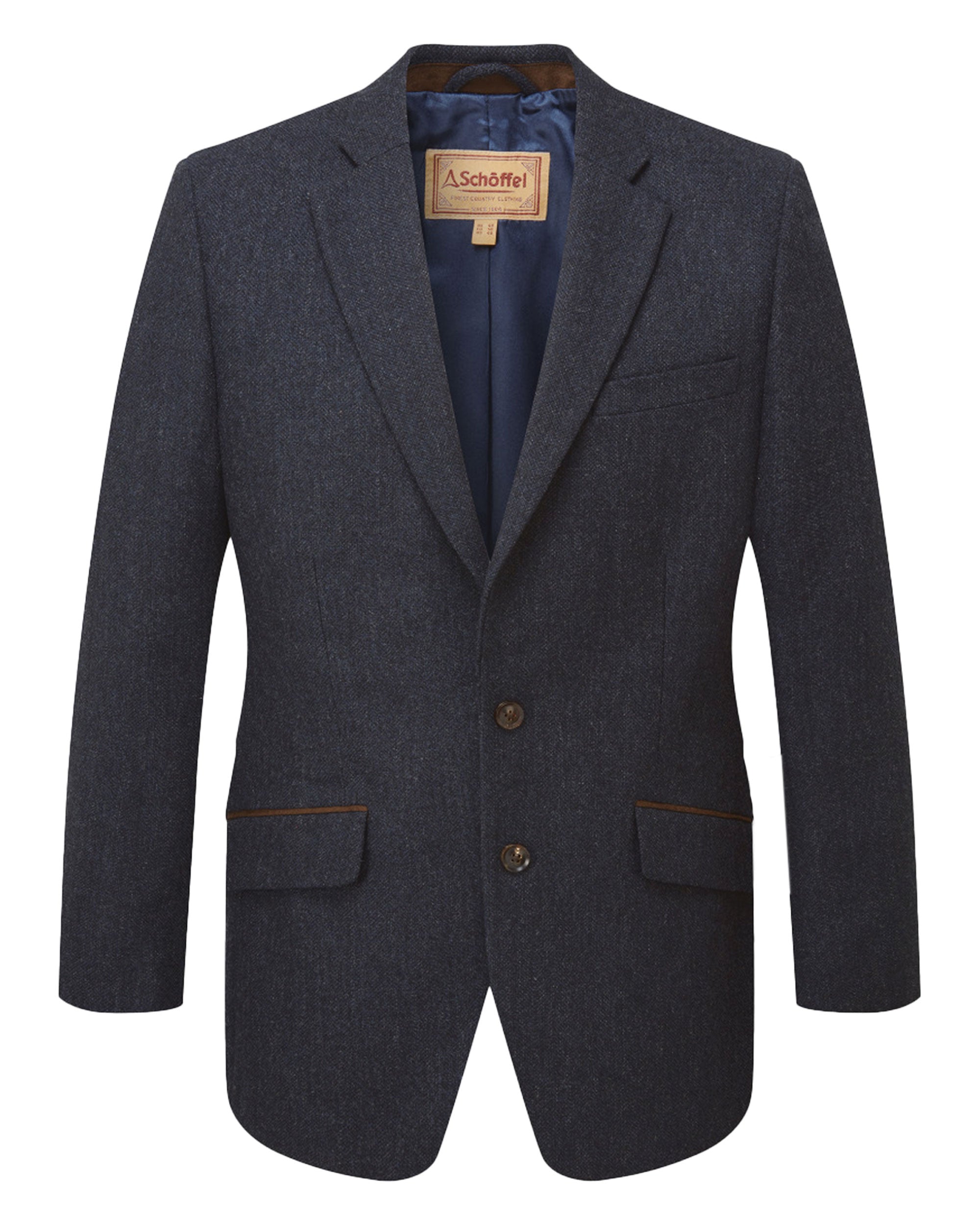 St Andrews Tweed Sports Jacket - Dark Navy Herringbone Tweed