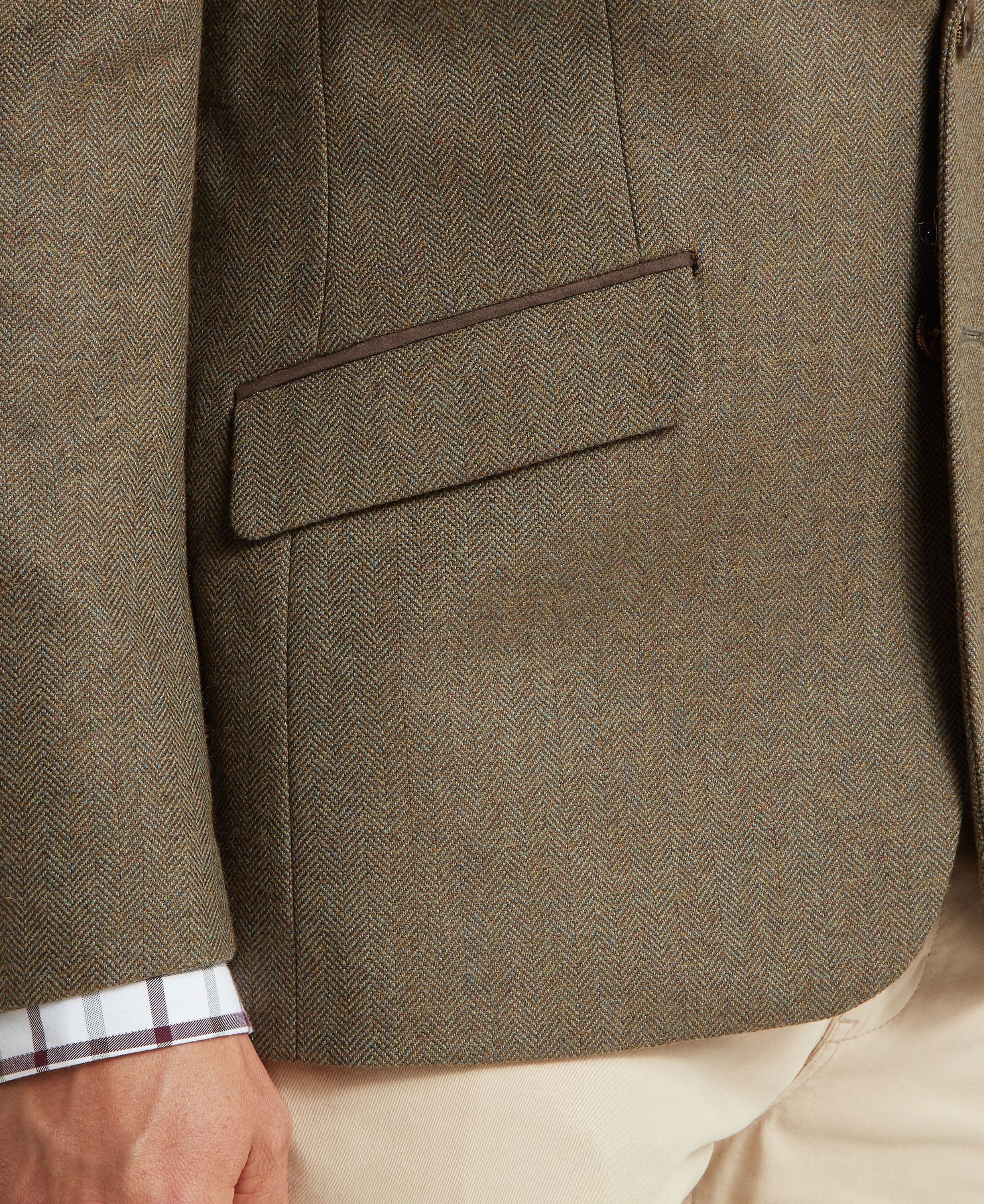 St Andrews Tweed Sports Jacket - Loden Green Herringbone Tweed