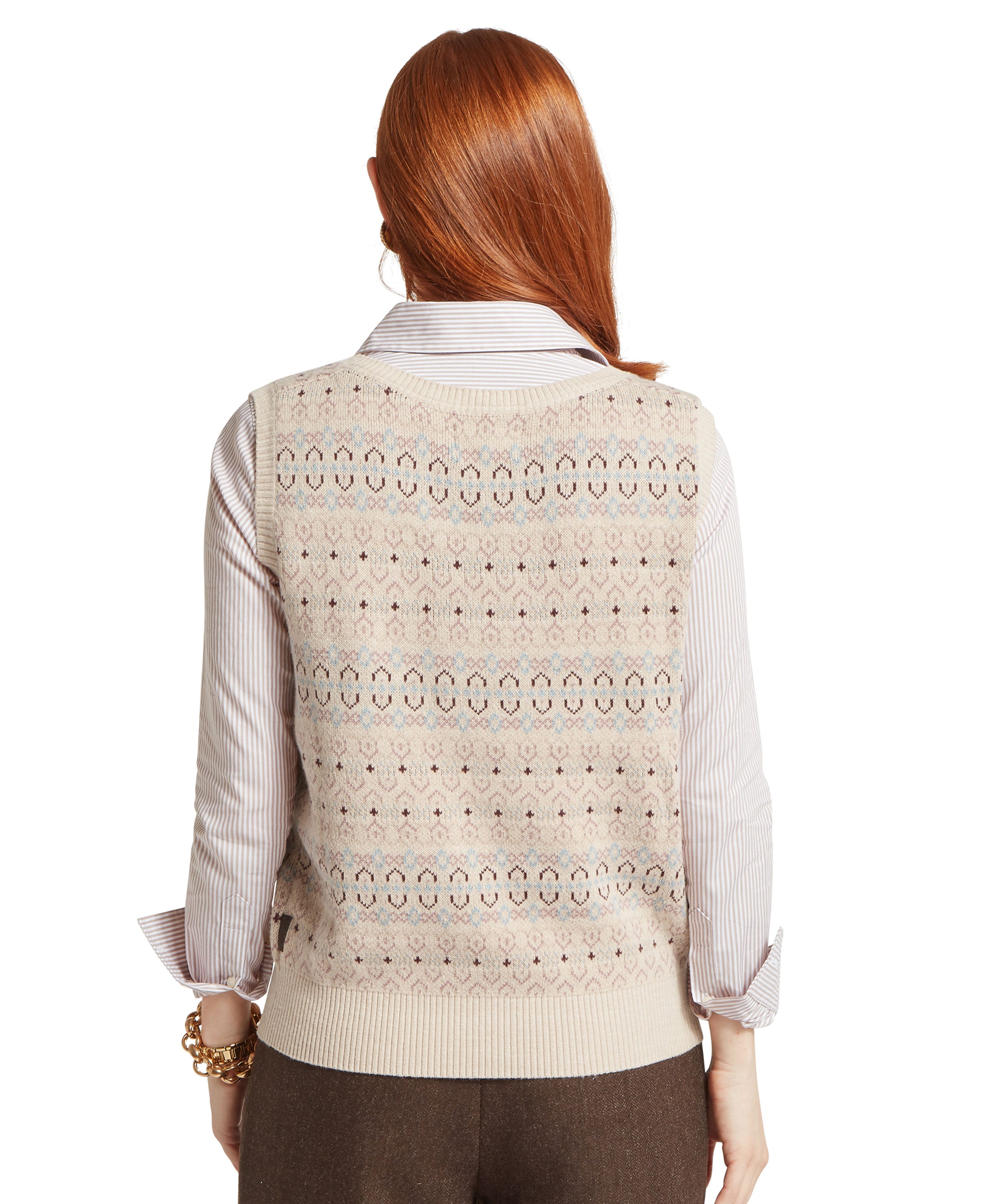 Tresness Fairisle Vest - Port/Lake Blue