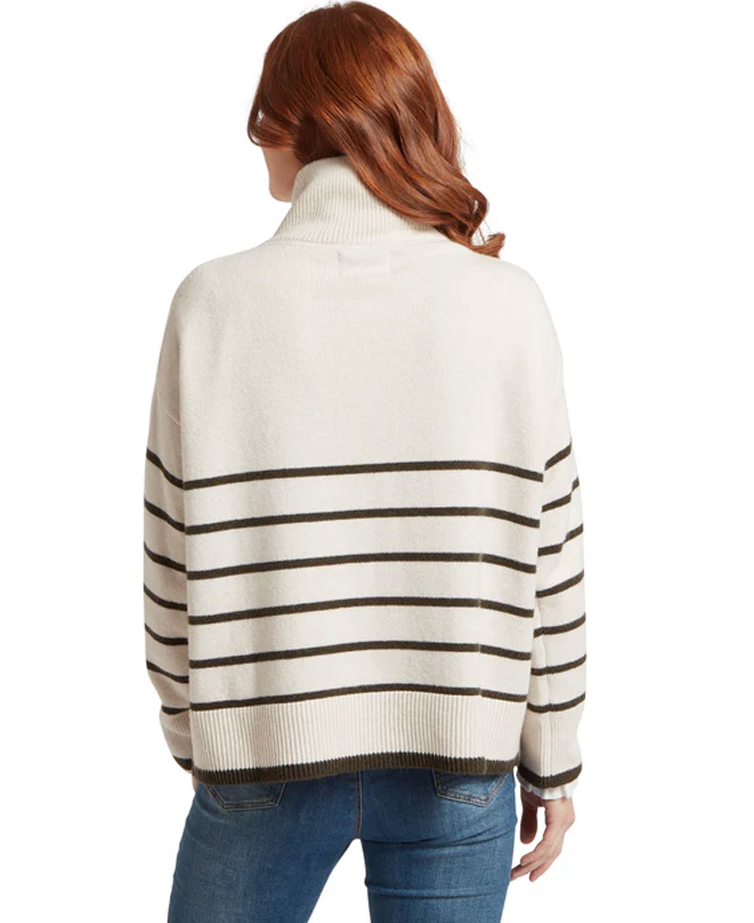 Sandsend 1/4 Zip Jumper - Soft White/Loden