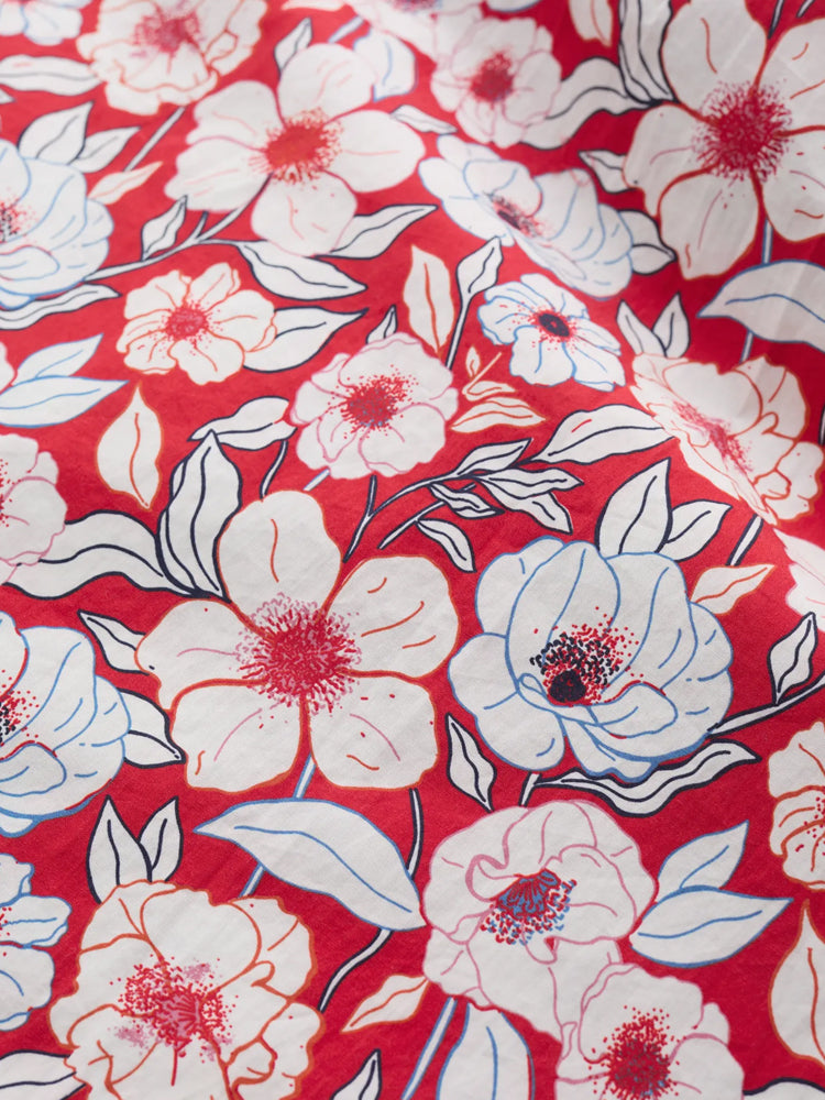 Belle Dress - Bold Camellia Red Kelp