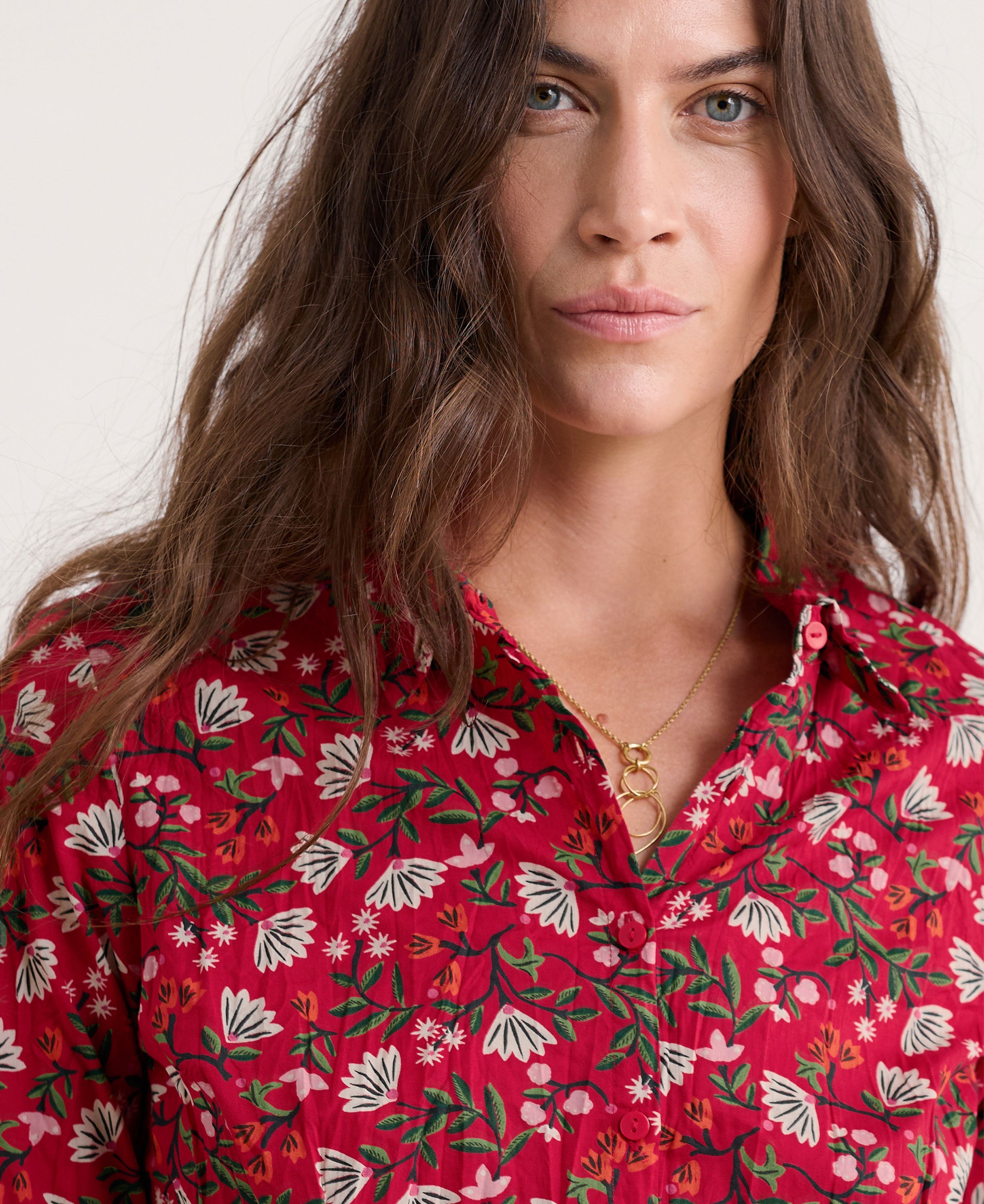 Larissa Shirt - Winter Wildflower Carmine