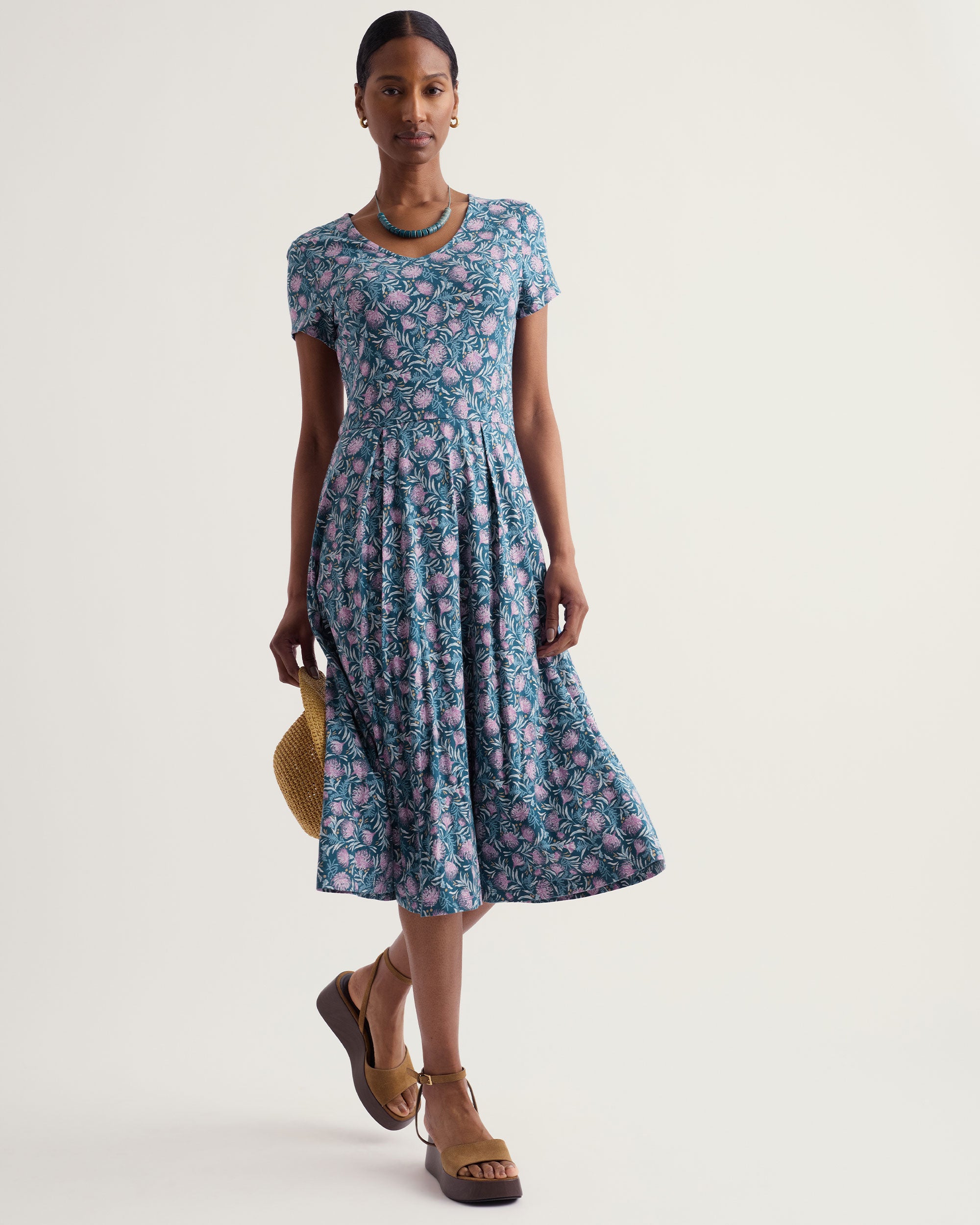 Pier View Dress - Pin Cushion Protea Storm