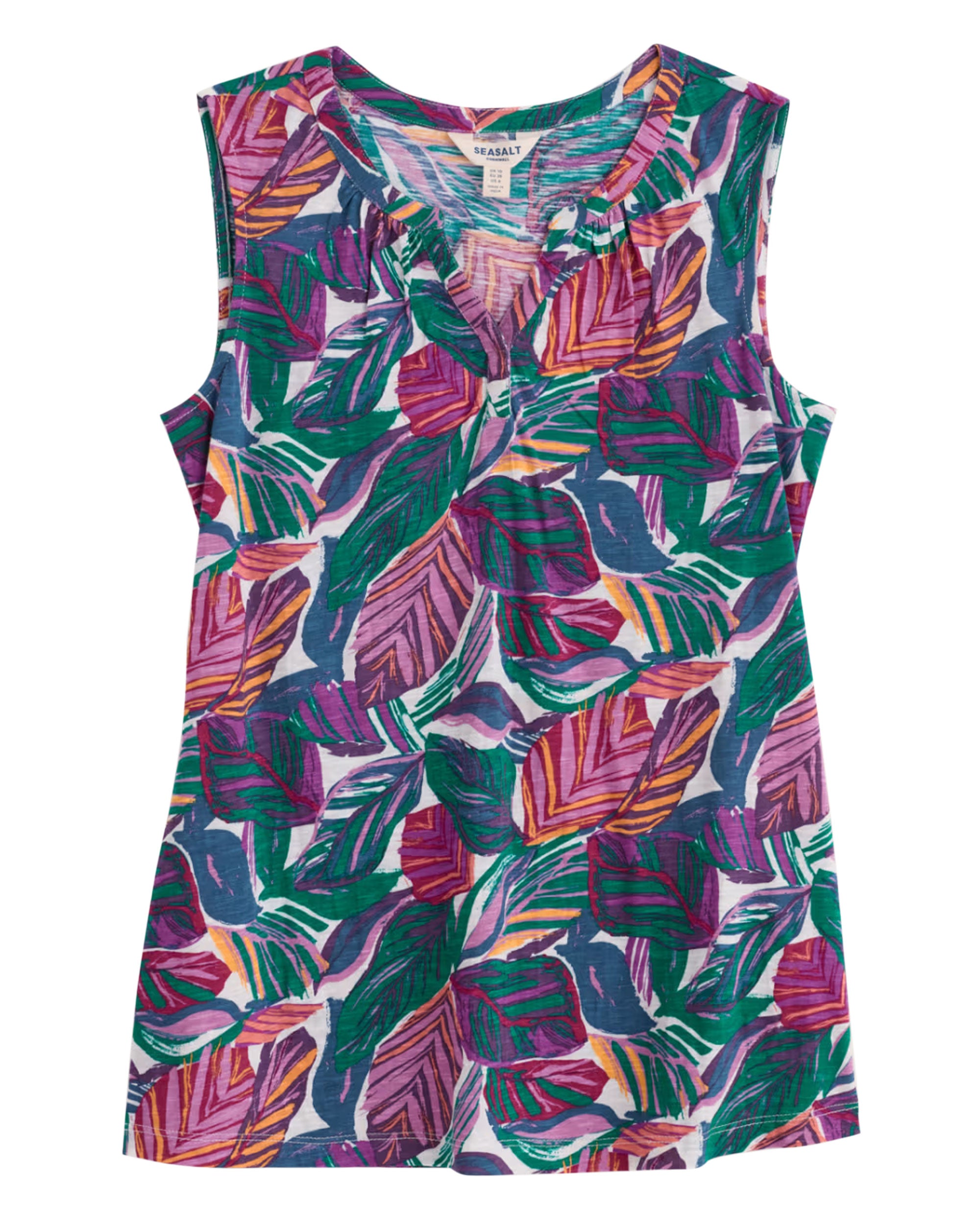 Purist Summer Vest Top - Canna Leaves Chalk