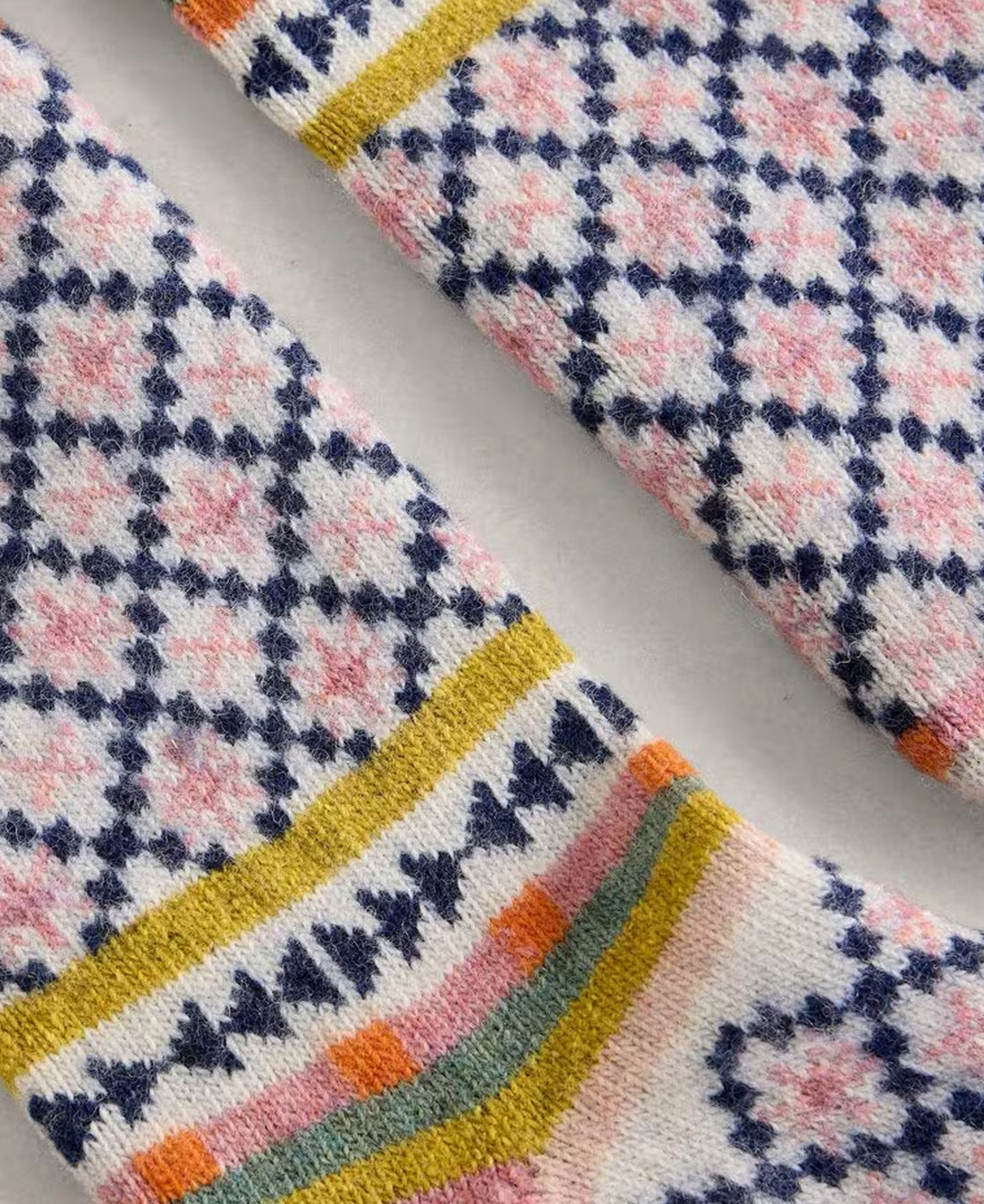 Star Fairisle Wool Sock - Nat Mlt