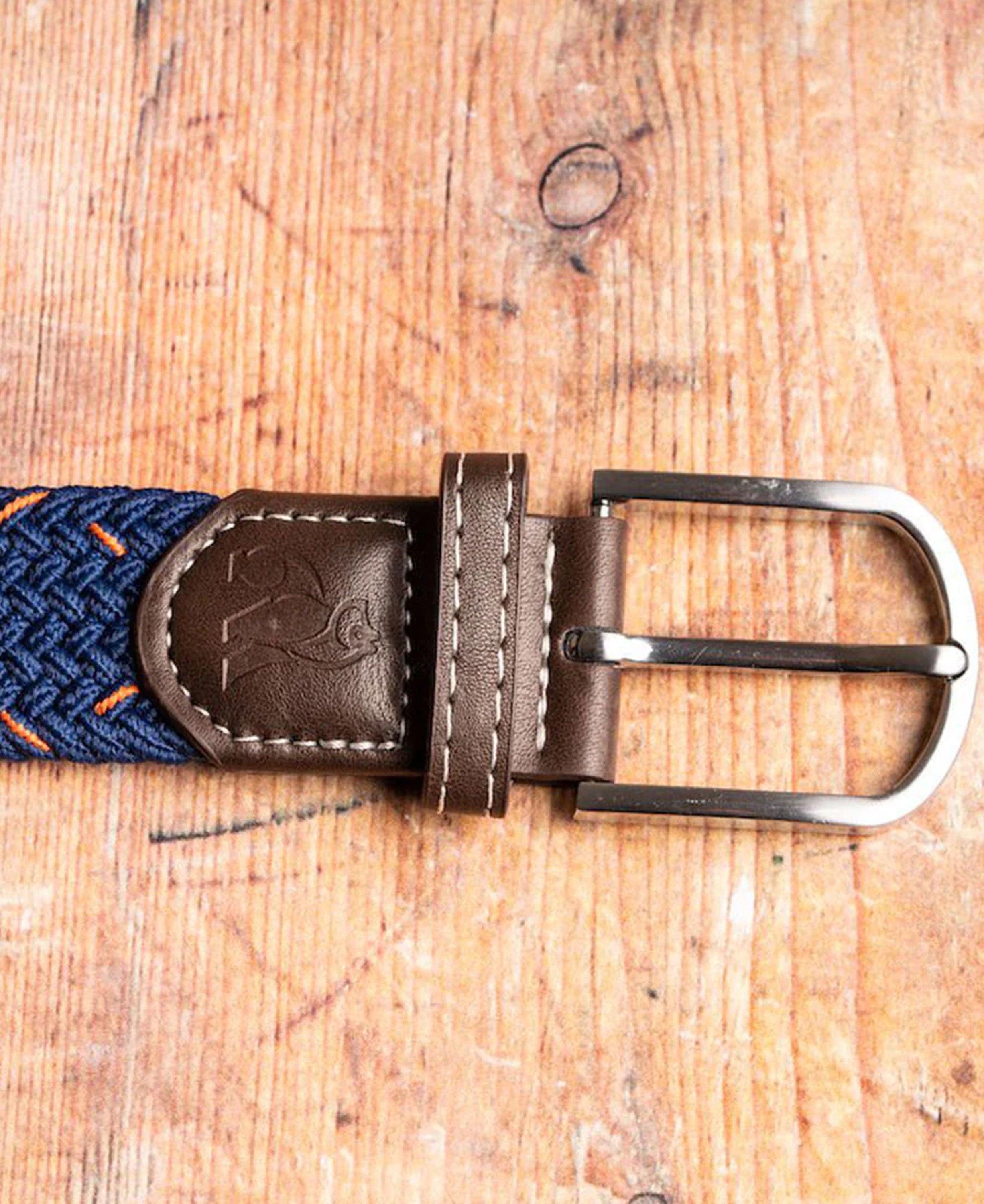 Woven Belt - Navy/Orange Dot