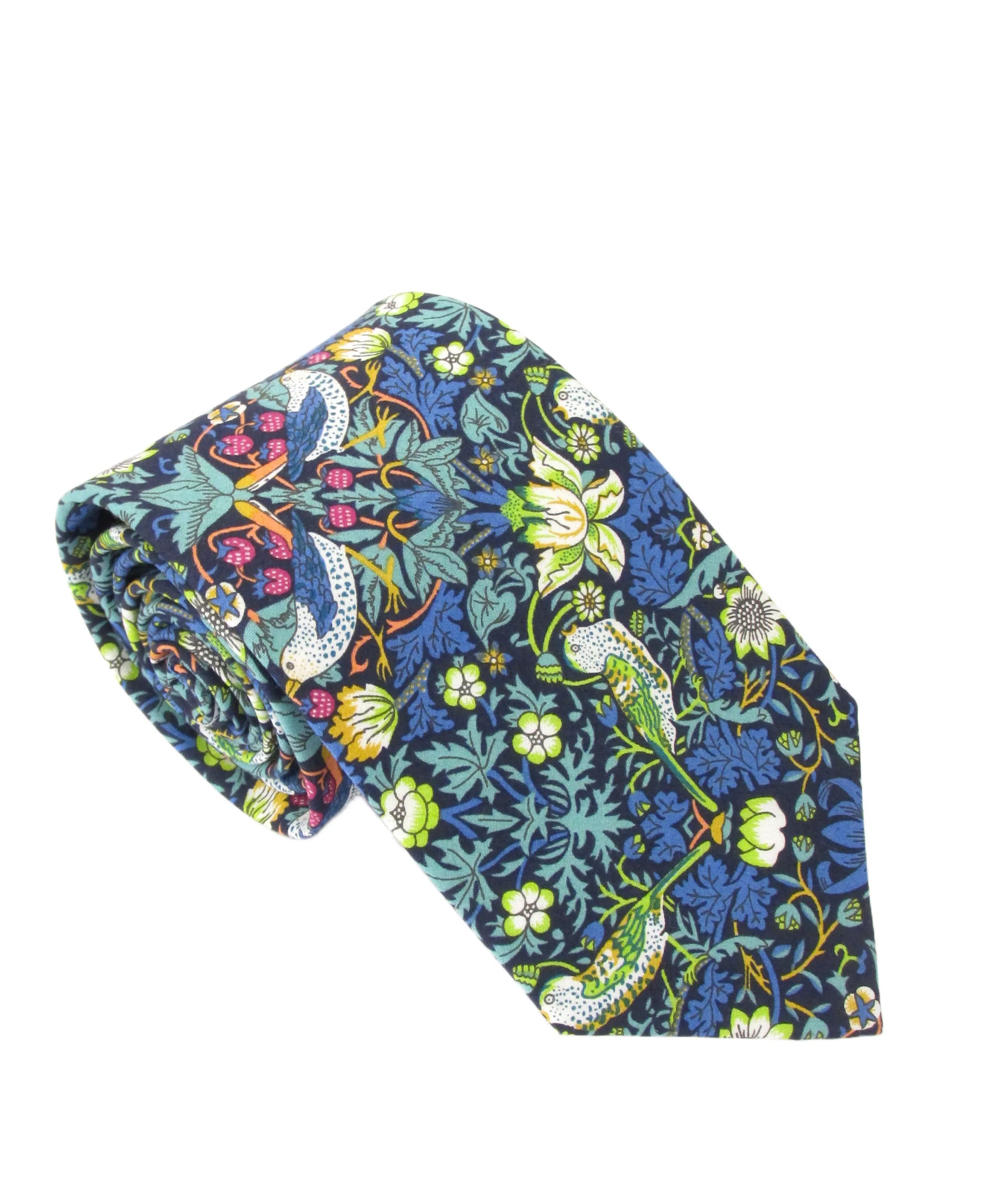 Liberty Cotton Tie - Strawberry Thief Teal