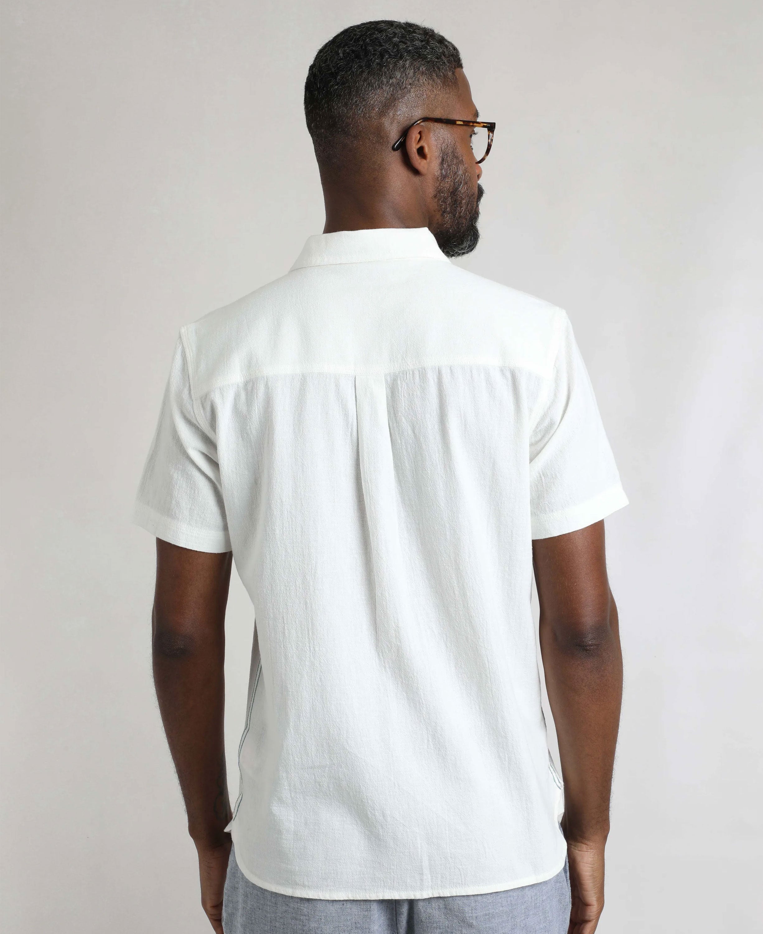 Hinton Textured Crepe Shirt - Dusty White