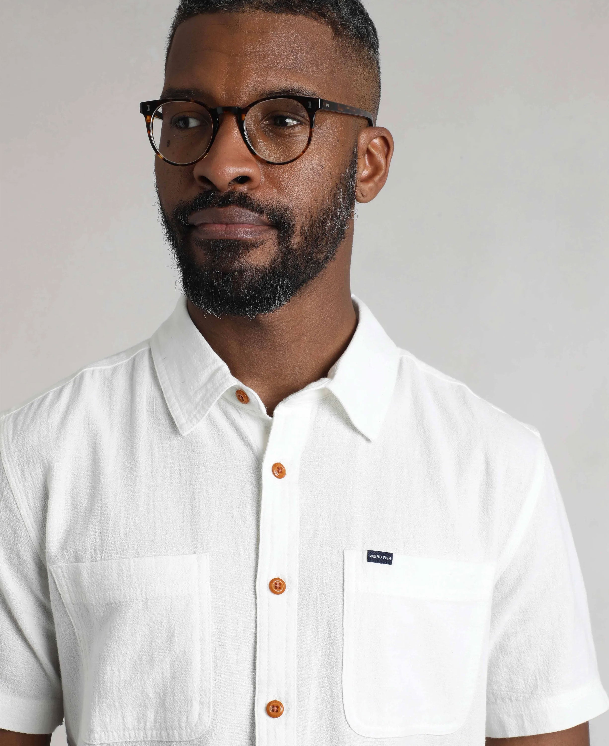 Hinton Textured Crepe Shirt - Dusty White