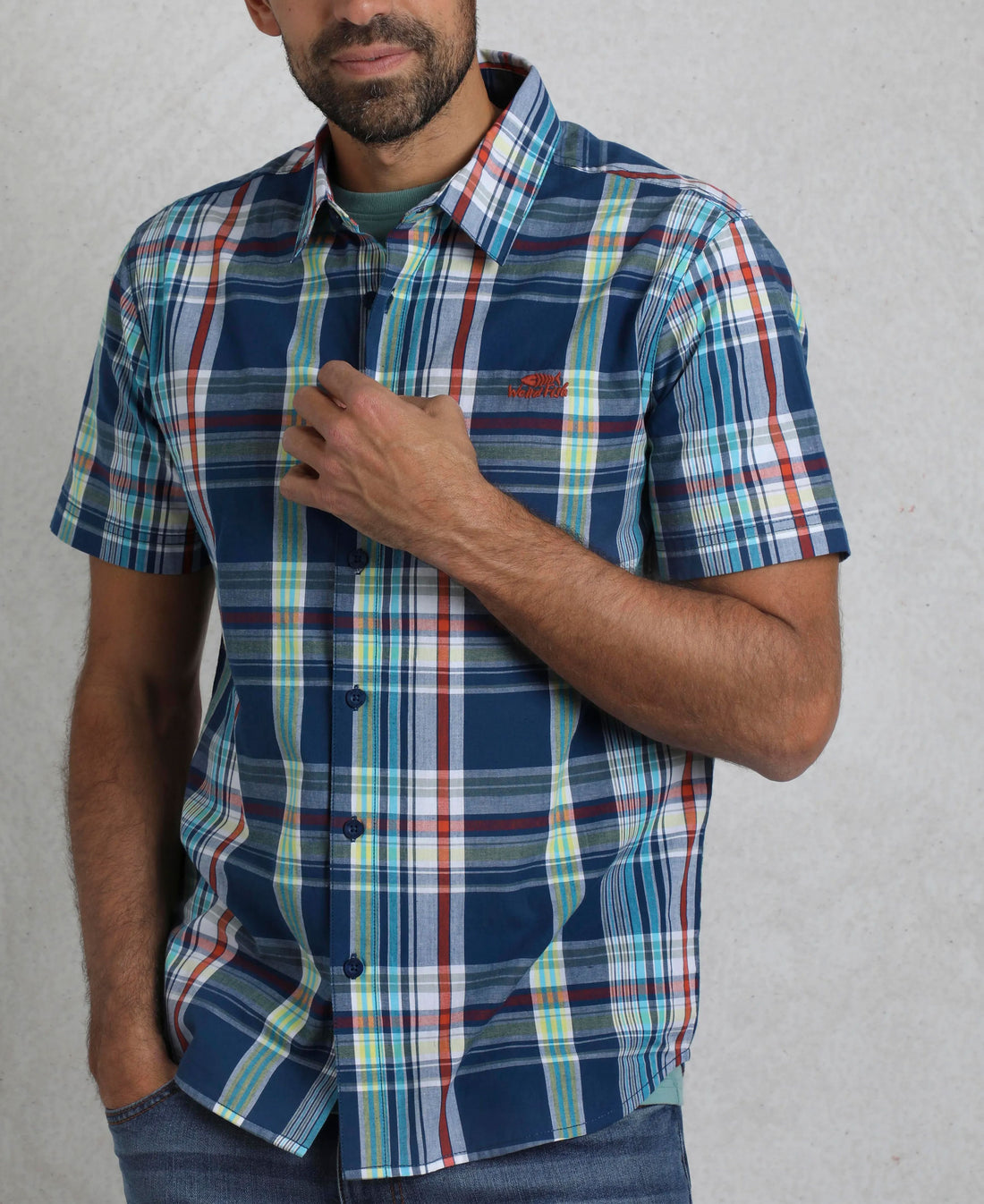 Judd Short Sleeve Check Shirt - Estate Blue