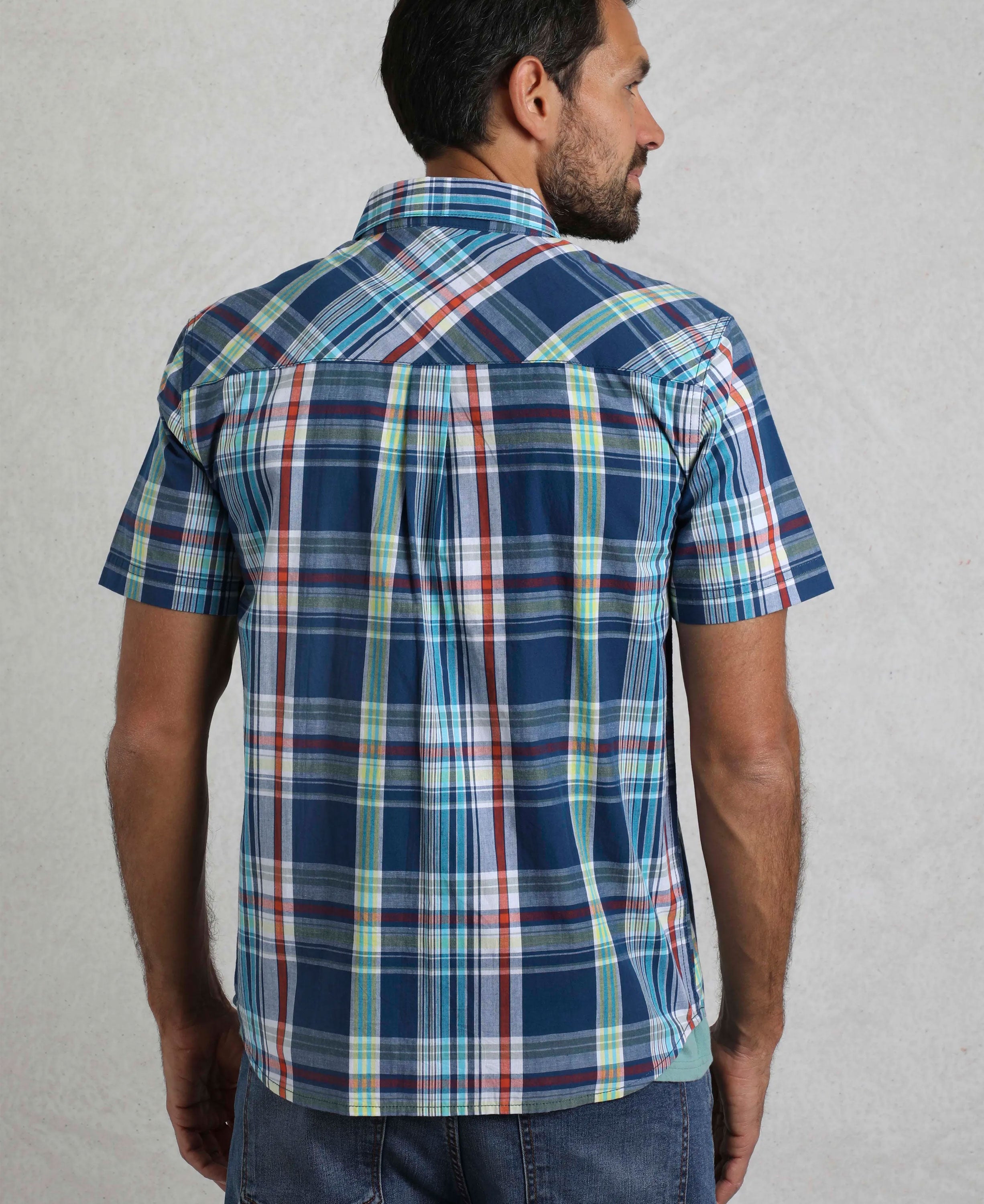 Judd Short Sleeve Check Shirt - Estate Blue