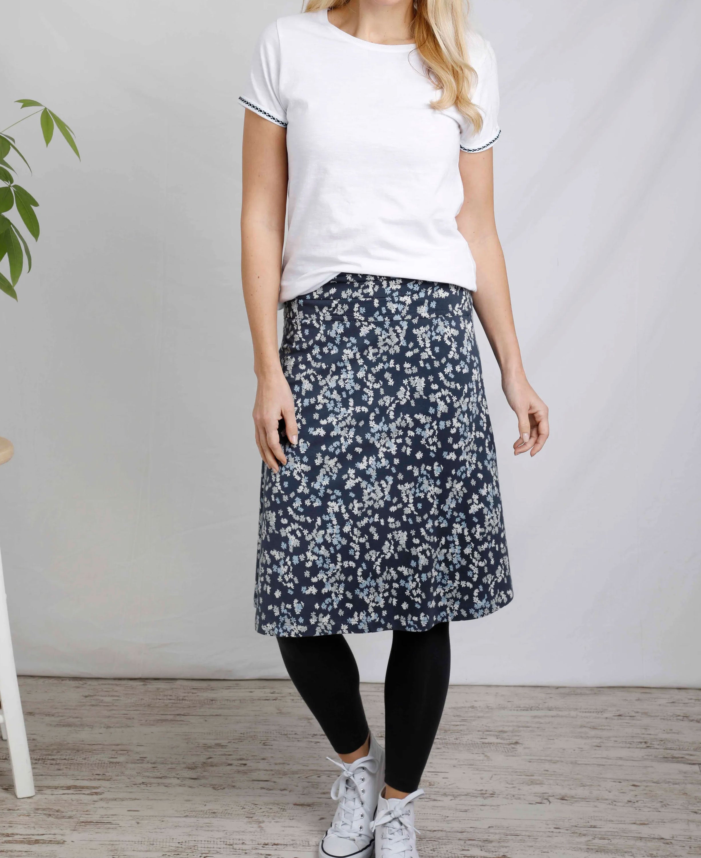 Malmo Organic Printed Jersey Skirt - Ink