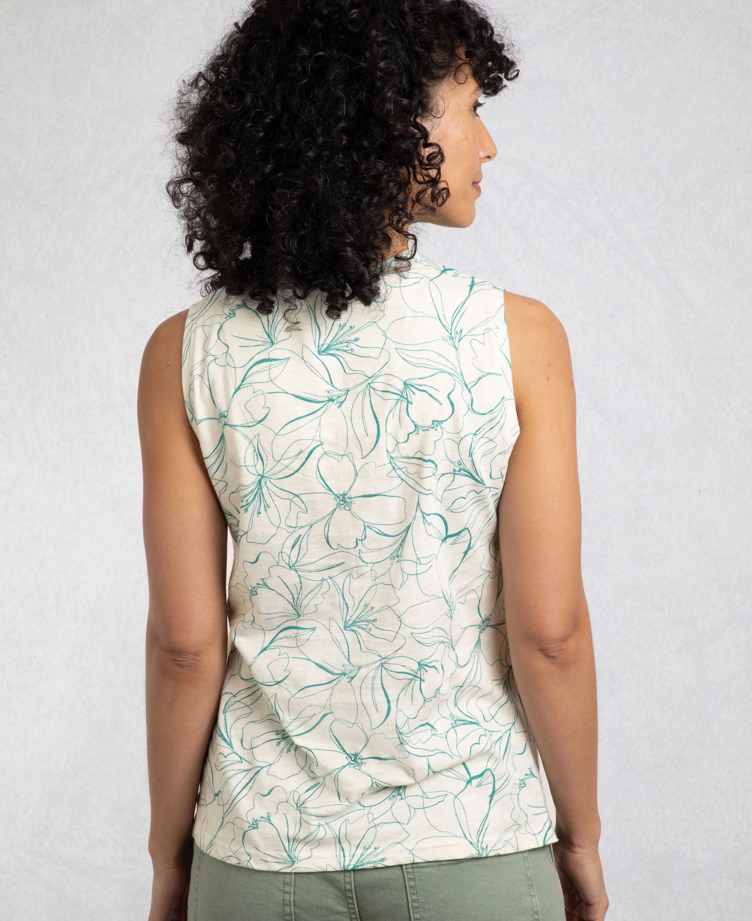 Nonno Organic Printed Cotton Slub Jersey Vest - Viridis