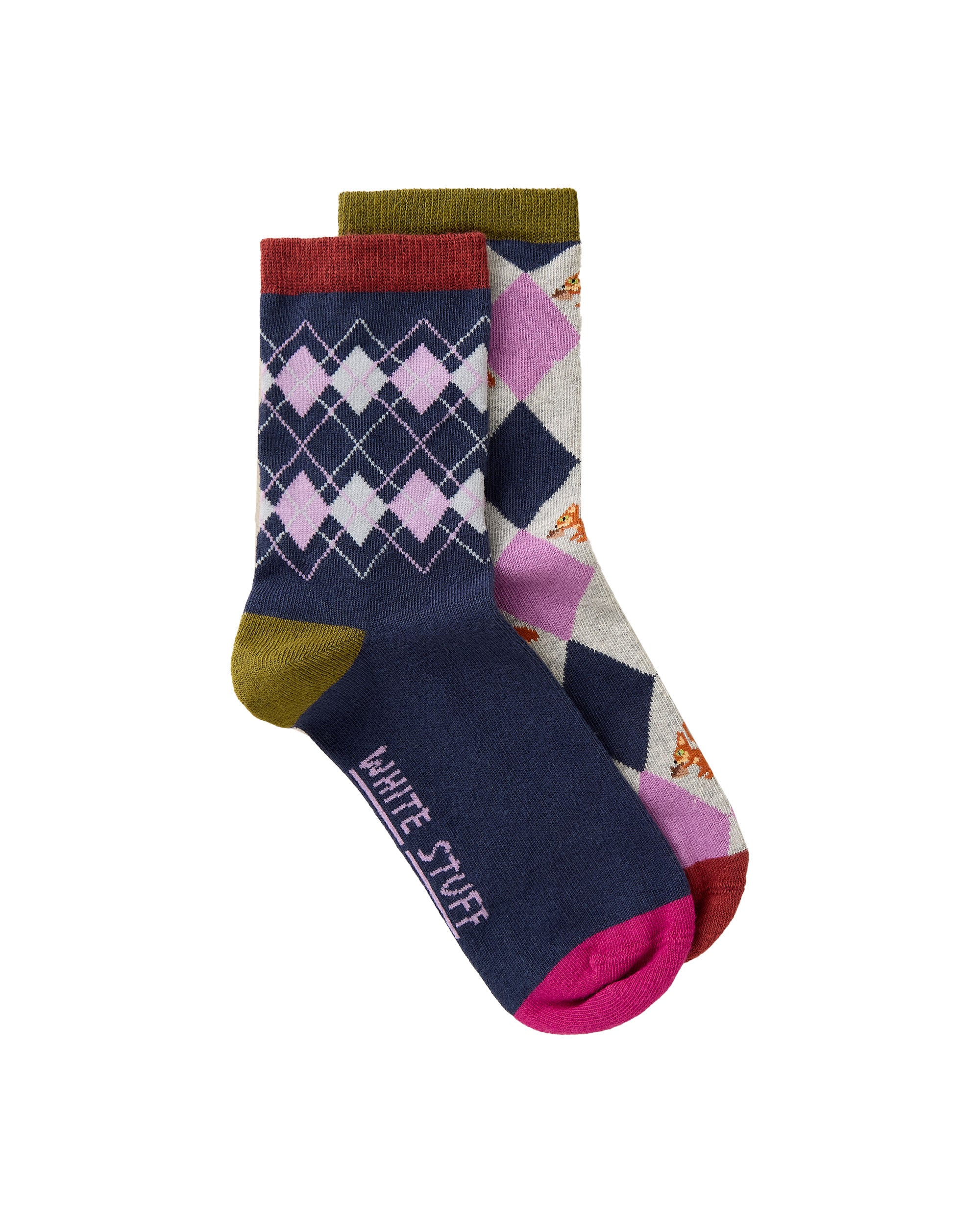 2pk Argyle Squirrel Ankle Sock - Purple Multi