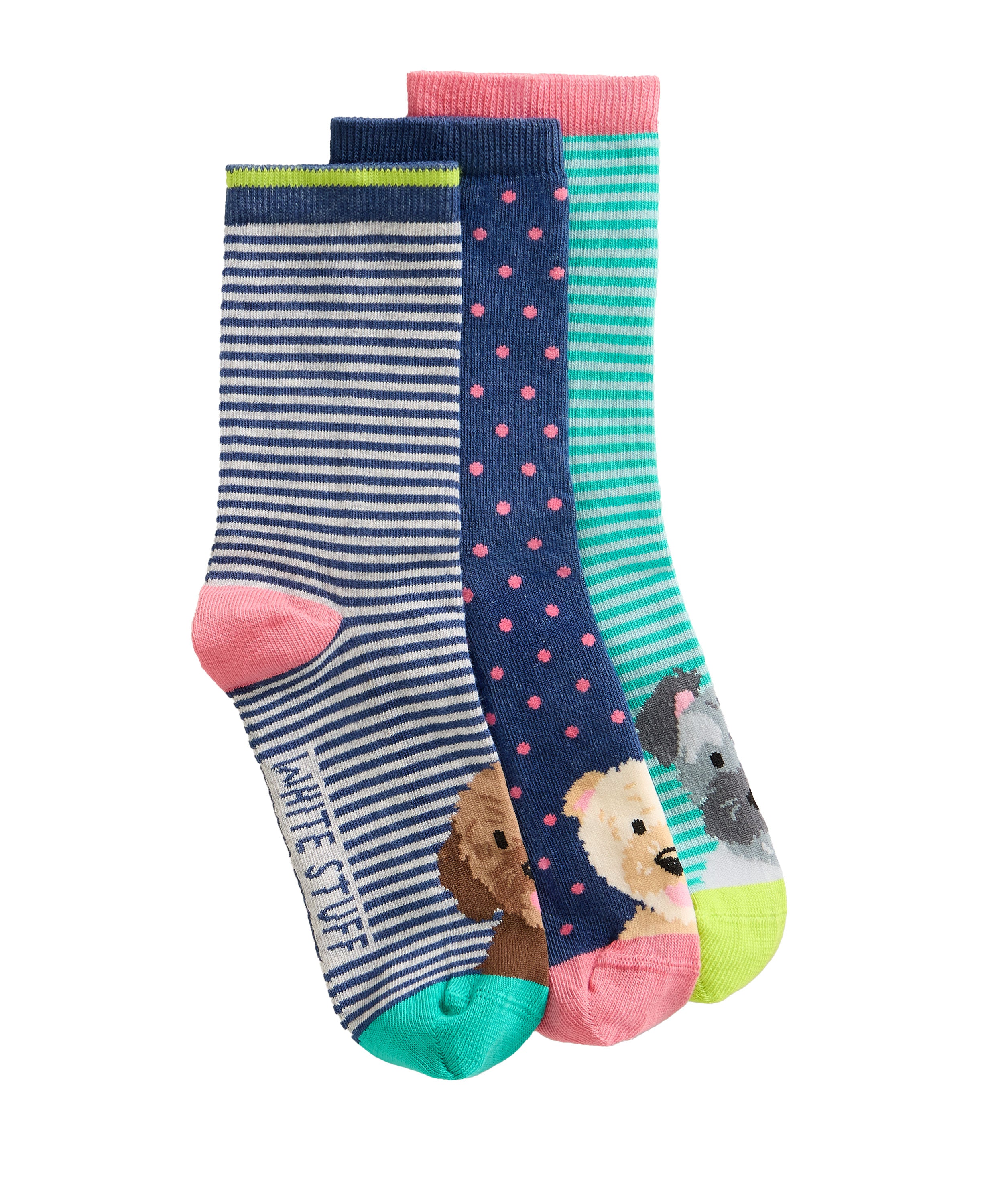 3 Pack Dog Pals Ankle Socks - Blue Multi