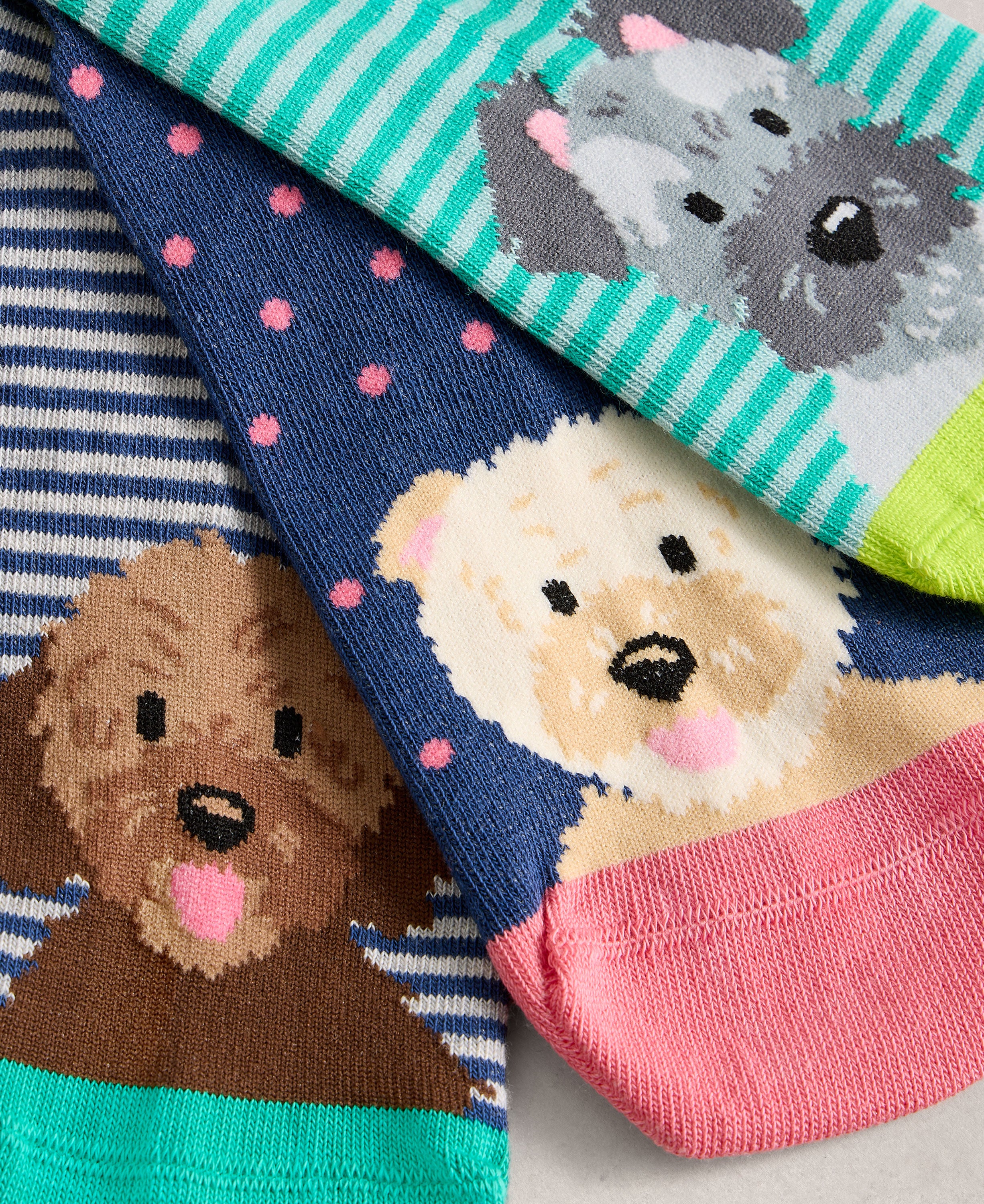 3 Pack Dog Pals Ankle Socks - Blue Multi