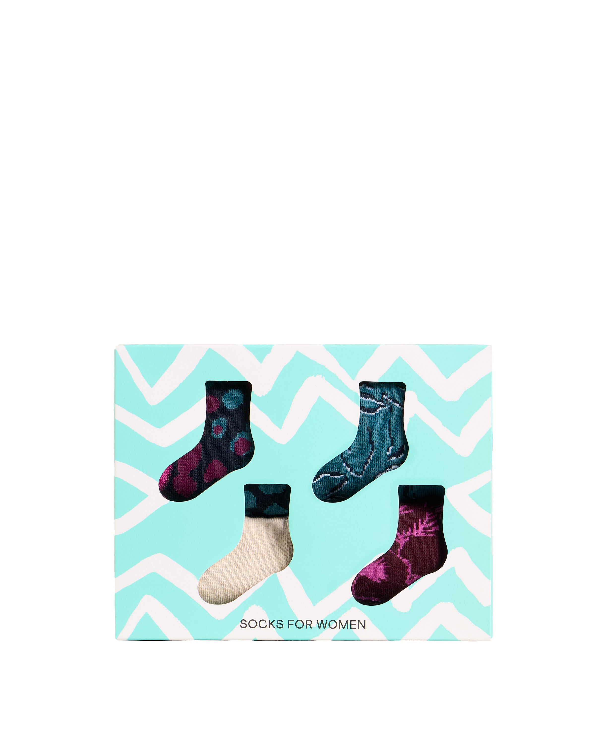 4 Pack Floral Print Ankle Socks - Purple Multi