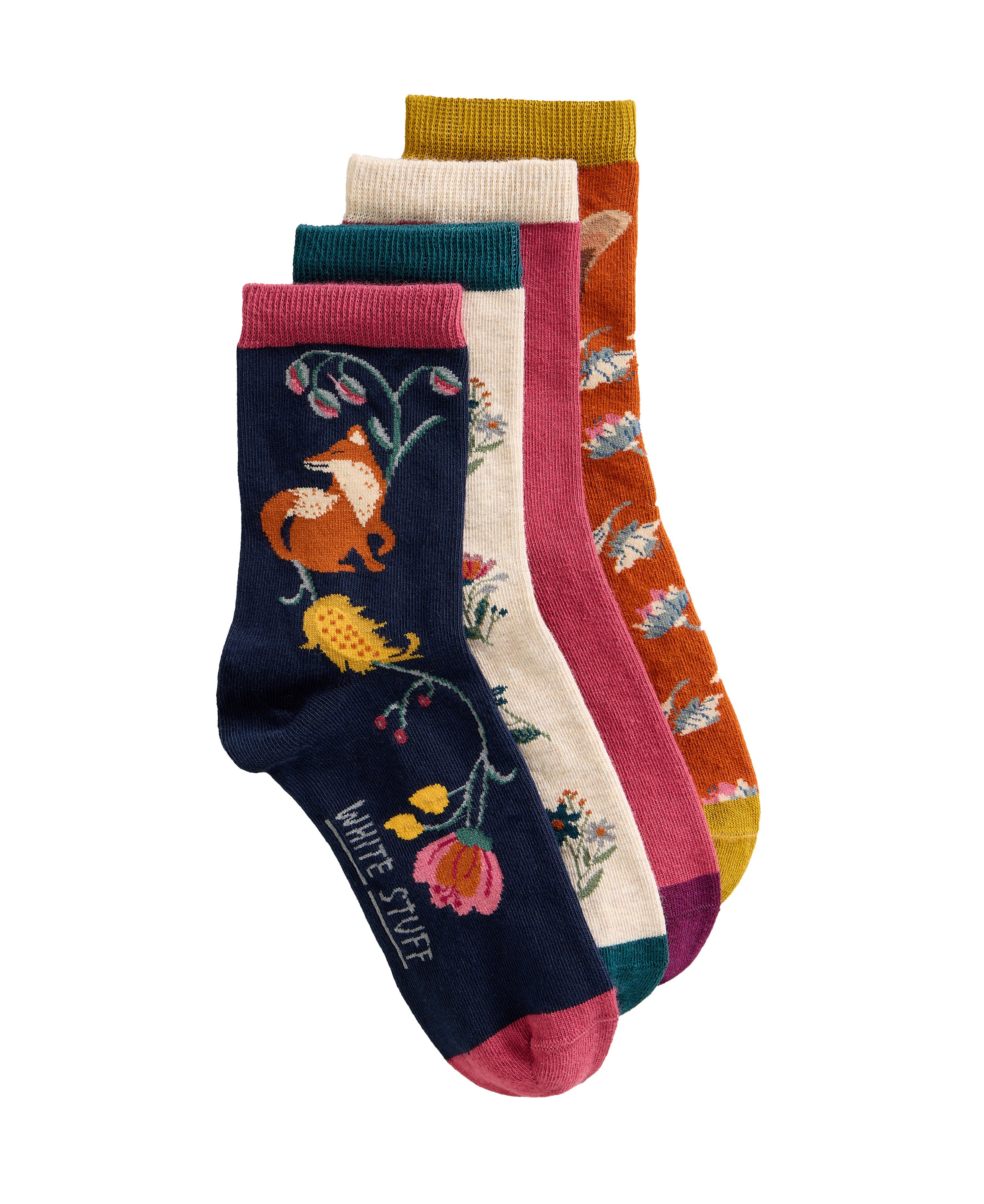 4 Pack Woodland Ankle Socks - Navy Multi