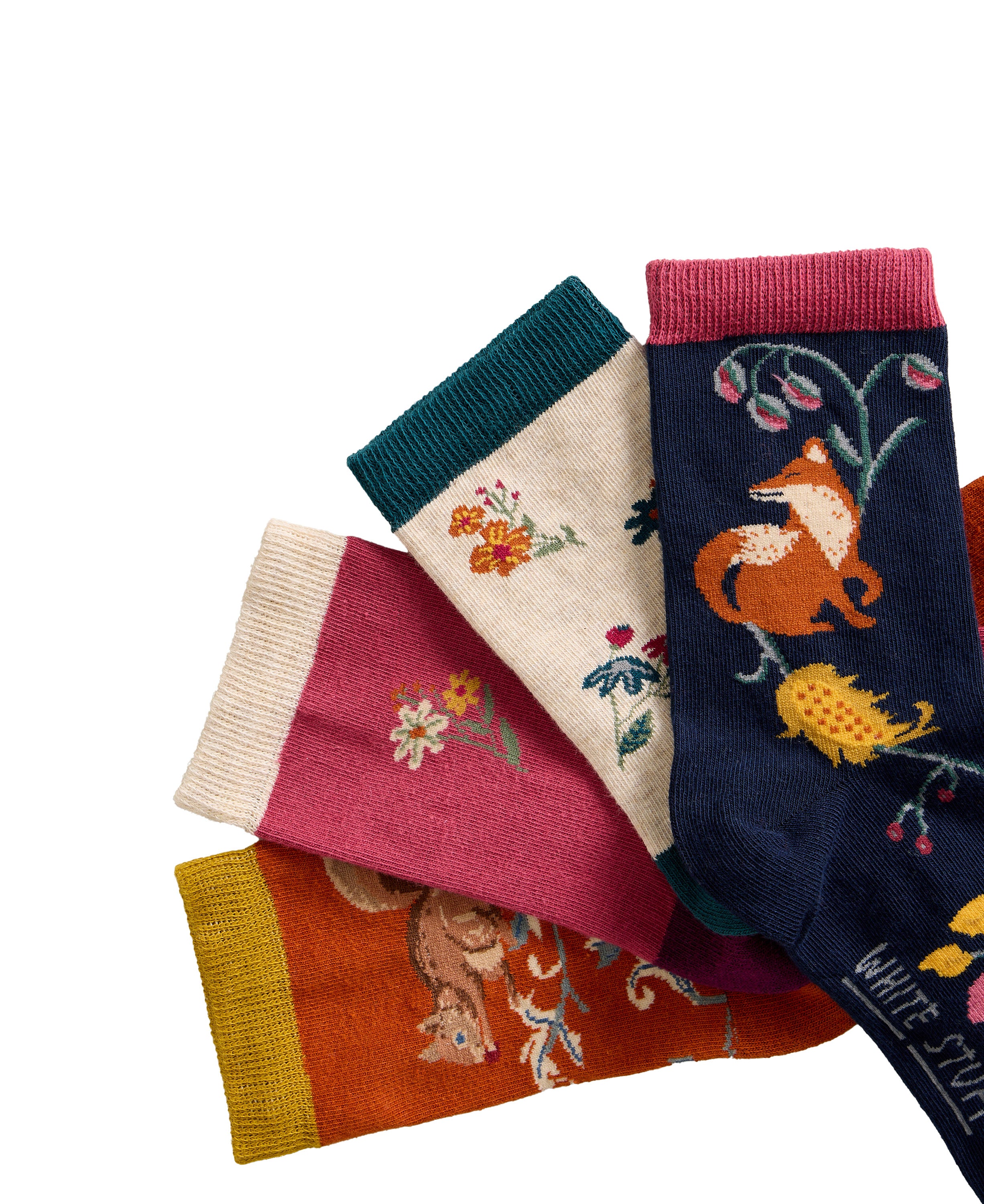 4 Pack Woodland Ankle Socks - Navy Multi