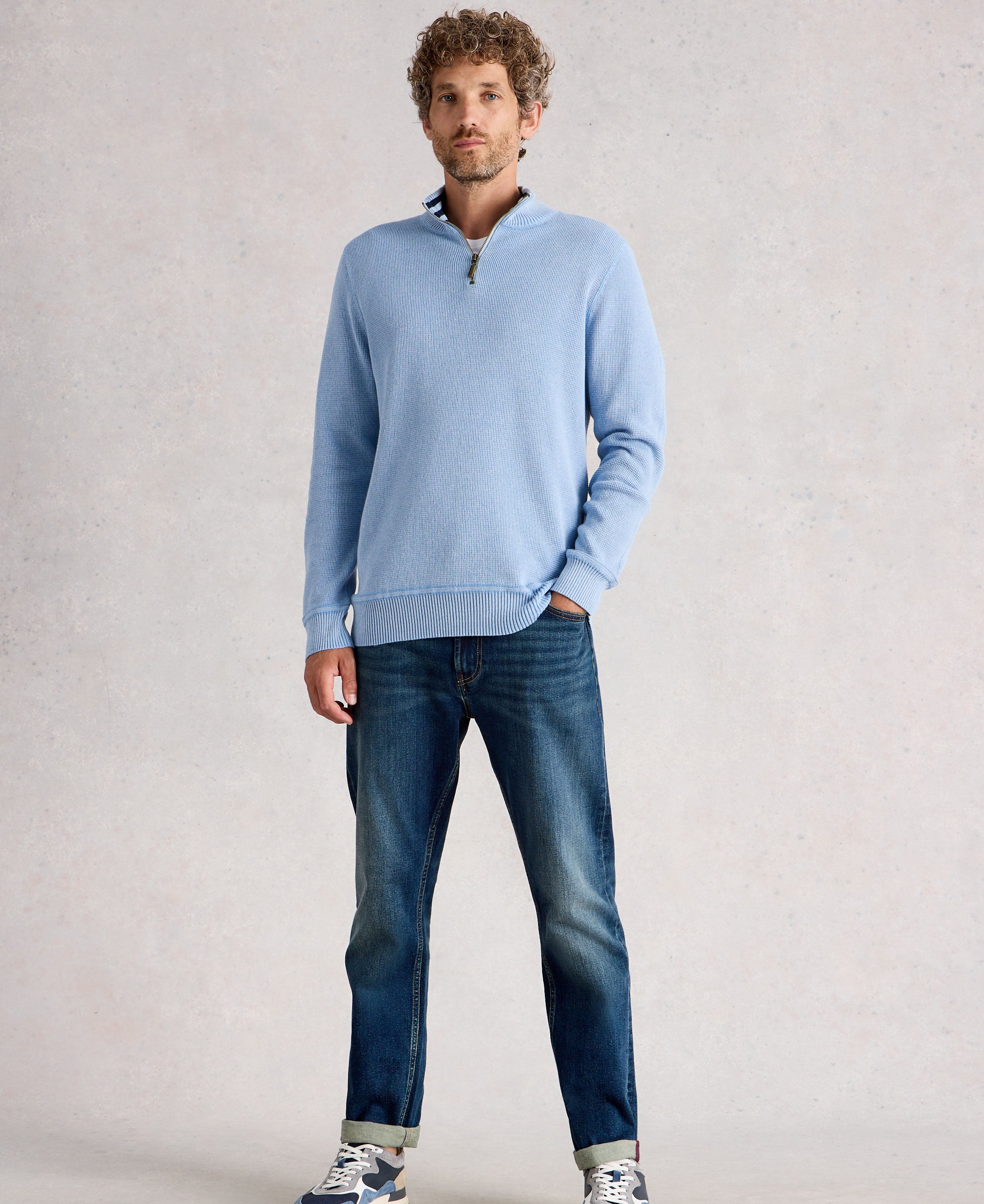 Attadale Funnel Neck Jumper - Light Blue
