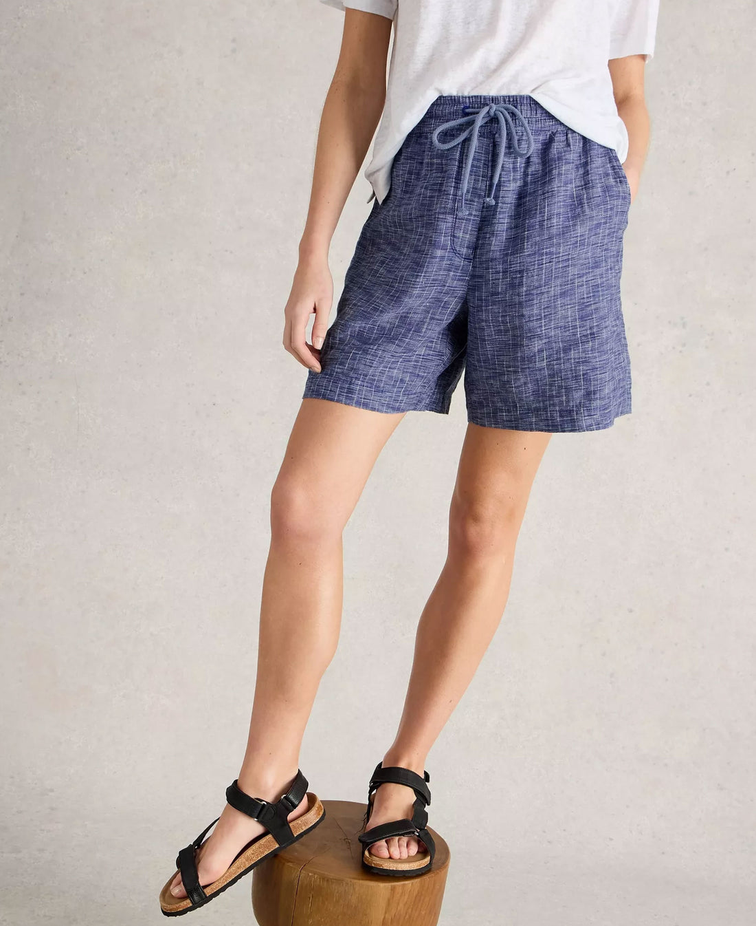 Belle Linen Shorts - Blue Multi