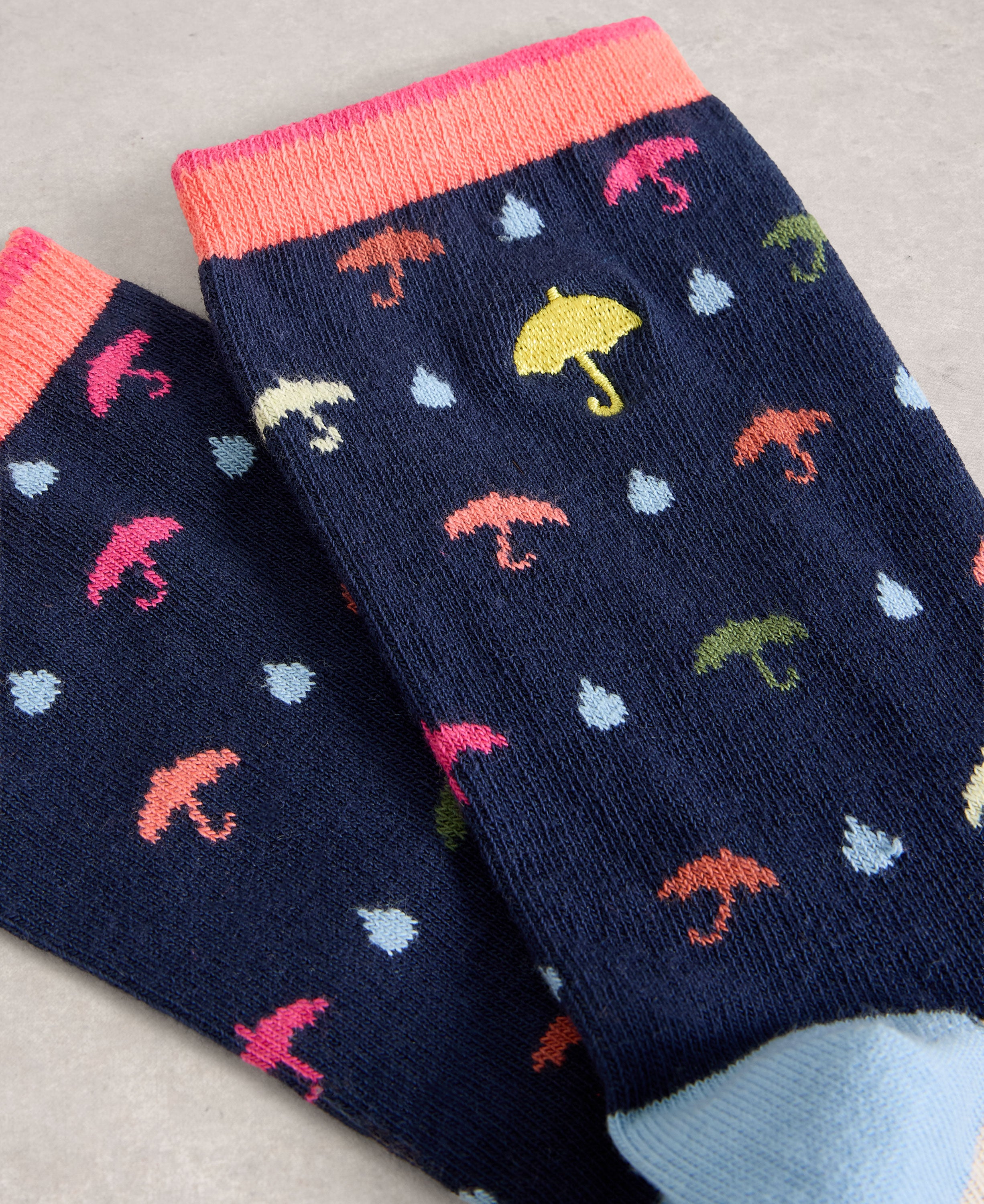 Embroidered Ankle Sock - Navy Multi